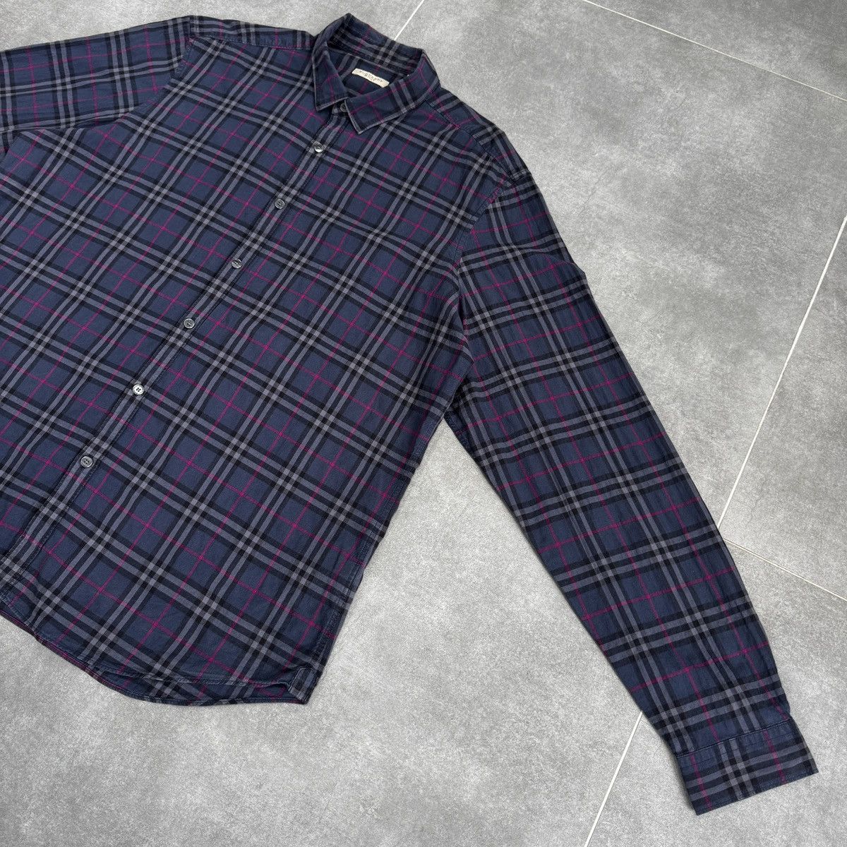 Burberry Burberry Brit Nova Check Blue Button Shirt Long Sleeve Size US XL / EU 56 / 4 - 5 Thumbnail