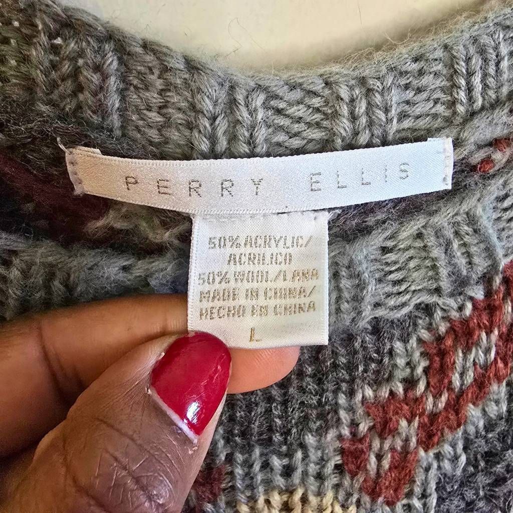 Perry Ellis Vintage Perry Ellis Sweater Men’s L 90s Wool Blend Grunge Re Size US L / EU 52-54 / 3 - 7 Thumbnail