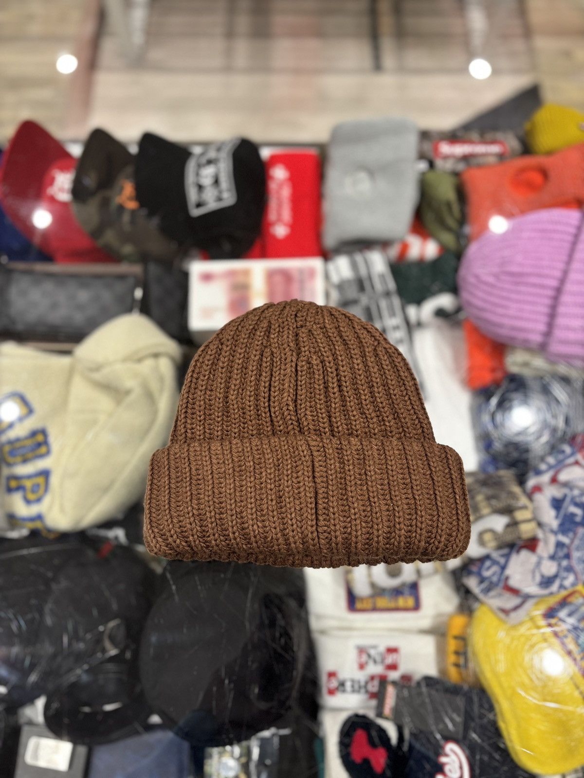 Supreme Supreme Chunky Rib Classic Logo Beanie Brown Size ONE SIZE - 2 Thumbnail