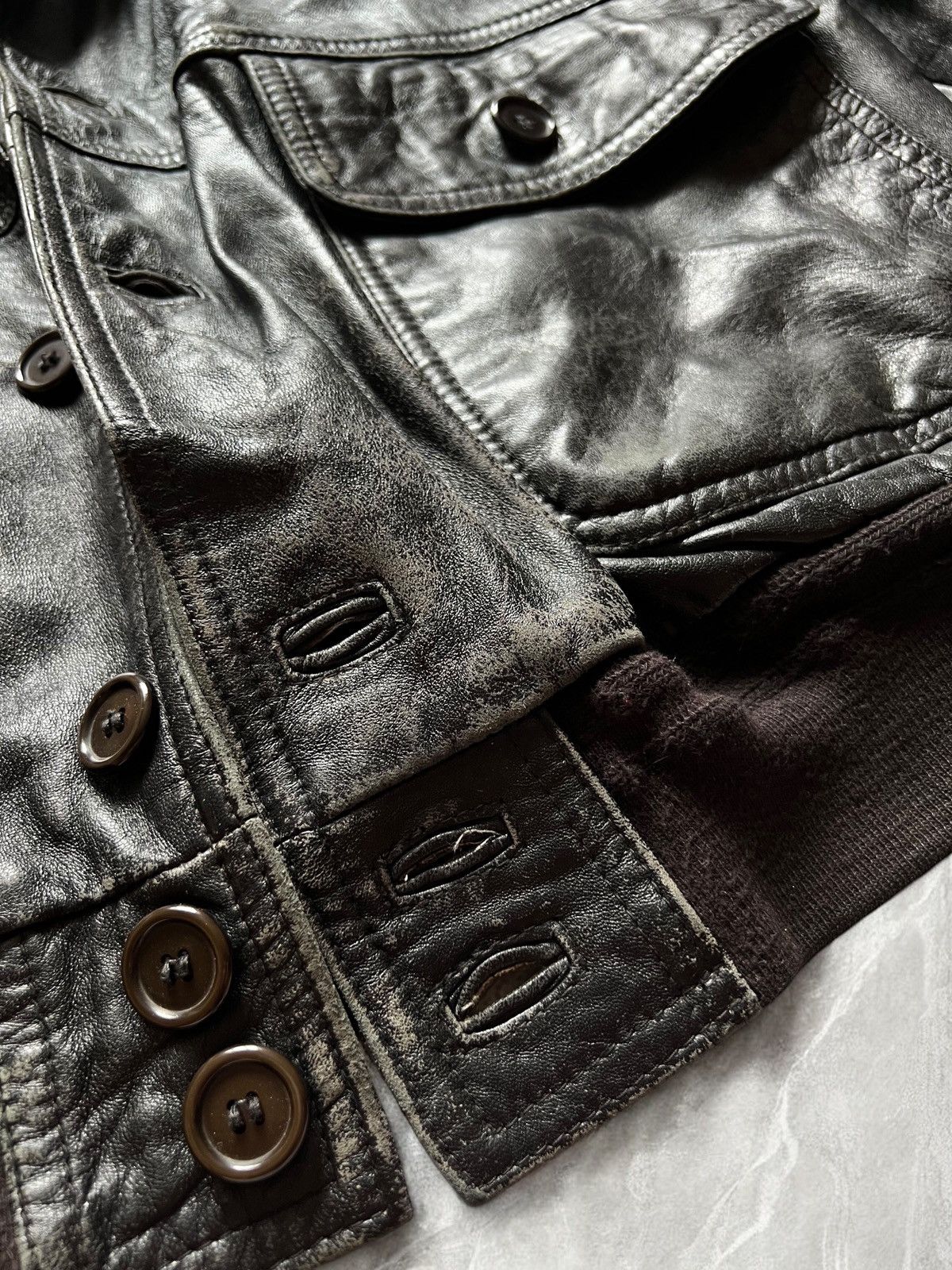 Vera Pelle × Vintage VINTAGE LEATHER JACKET BUTTON UP BOMBER 90s VERA PELLE y2k Size US M / EU 48-50 / 2 - 6 Thumbnail