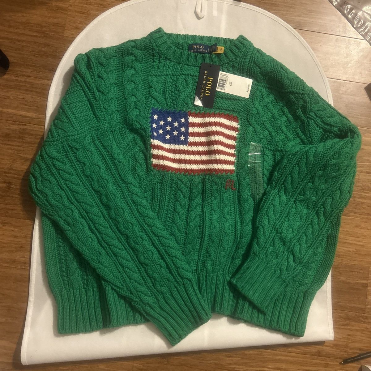 Polo Ralph Lauren Polo Ralph Lauren Aran-Knit Flag Cotton Sweater size L Size L / US 10 / IT 46 - 4 Thumbnail