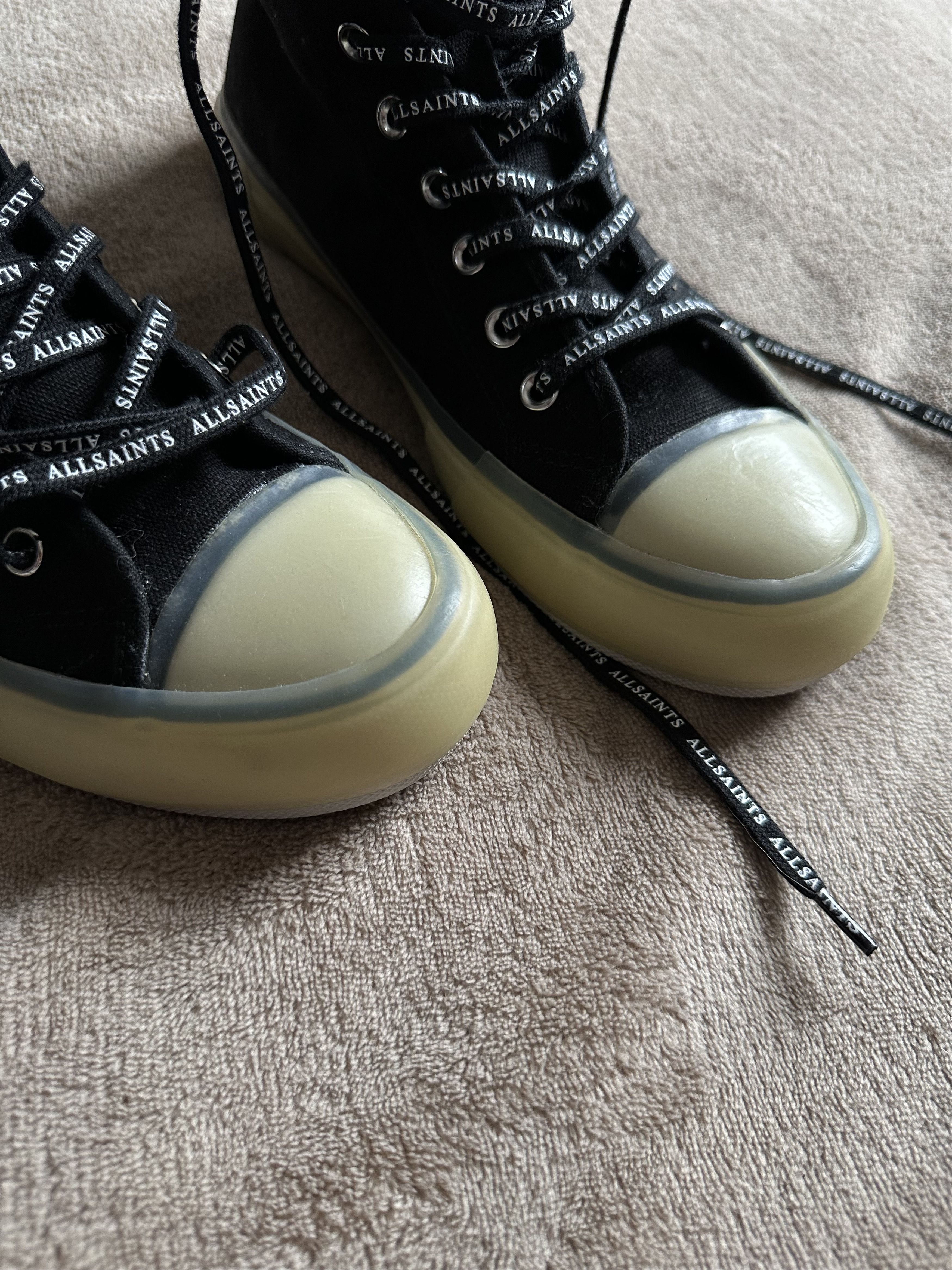 Allsaints ALLSAINTS Canvas High Top Sneakers Black Logo Laces EU 41 Size US 8.5 / EU 41-42 - 5 Thumbnail