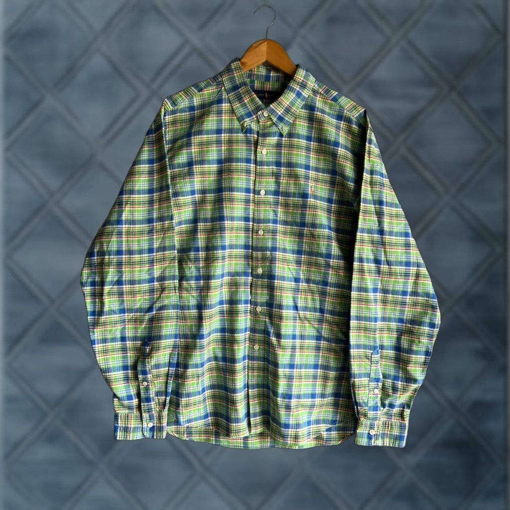 VINTAGE Ralph Lauren Shirt Mens 2XL Plaid Button-Down Cotton Long Sleeve Multicolor Fall Winter Seasonal Classic Preppy Mens