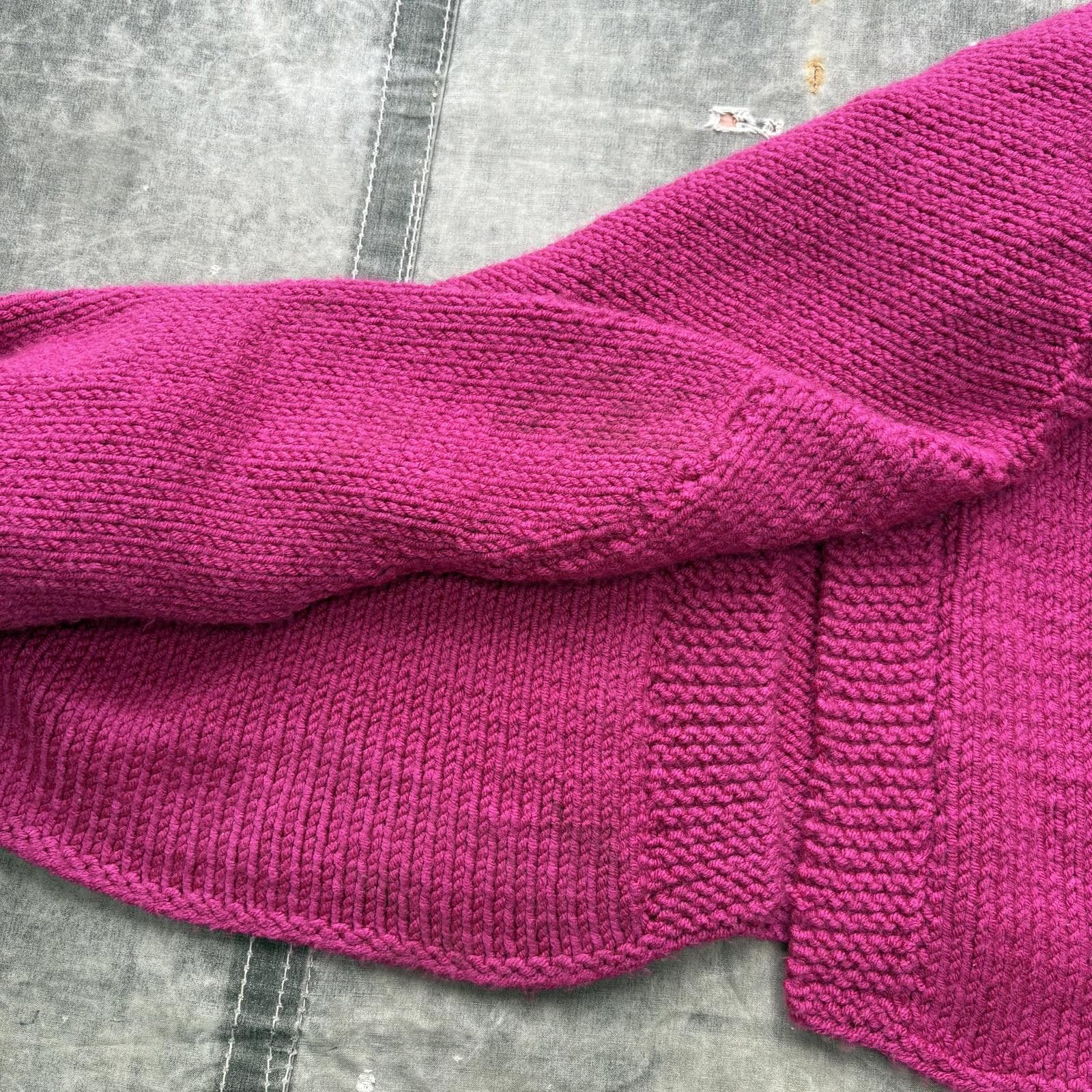 Vintage Vintage 90s Hot Pink Chunky Knit Cottage Sweater Cardigan Size L / US 10 / IT 46 - 4 Thumbnail