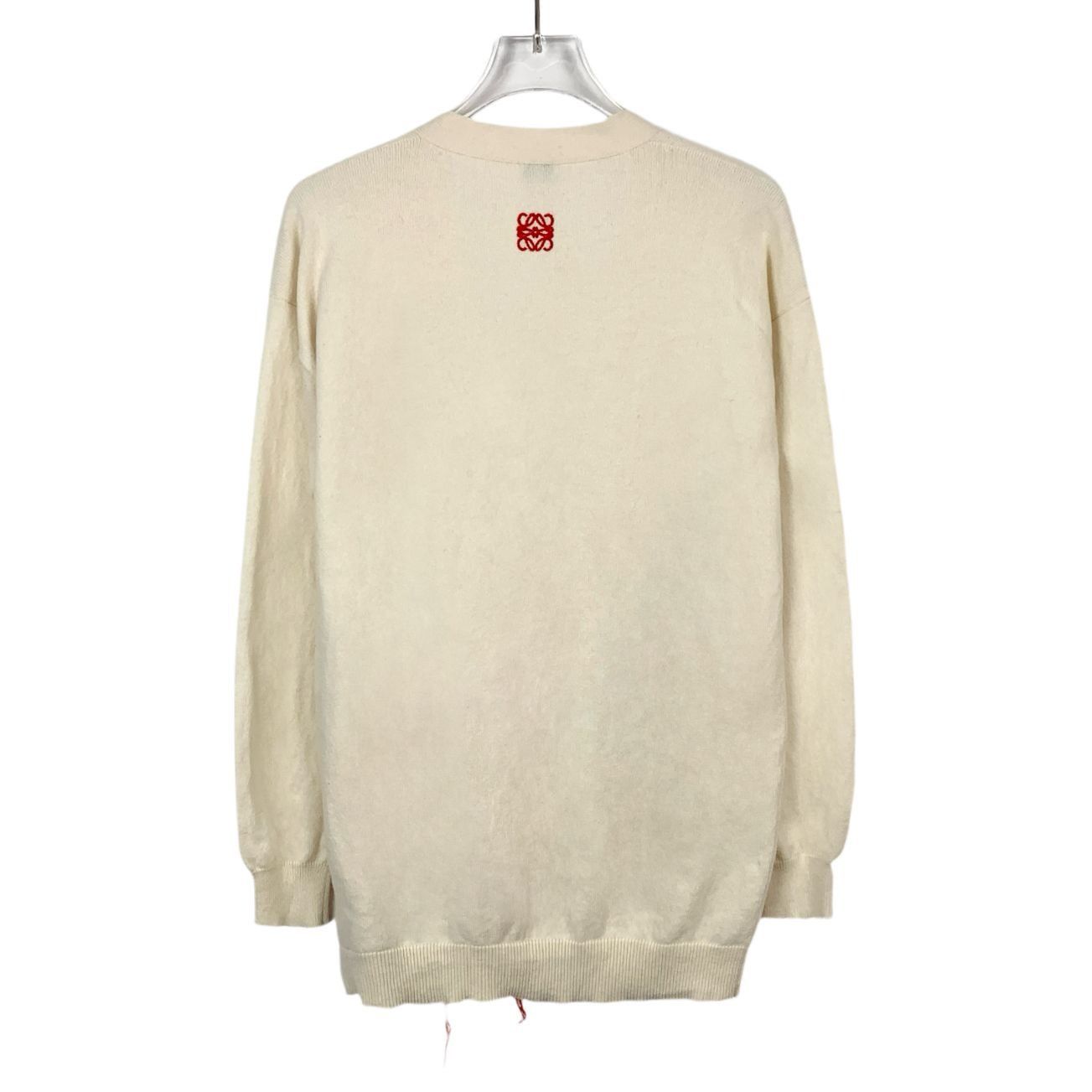 Loewe Loewe Beige Logo Embroidered Wool V-Neck Cardigan (Size XS) Size XS / US 0-2 / IT 36-38 - 6 Thumbnail