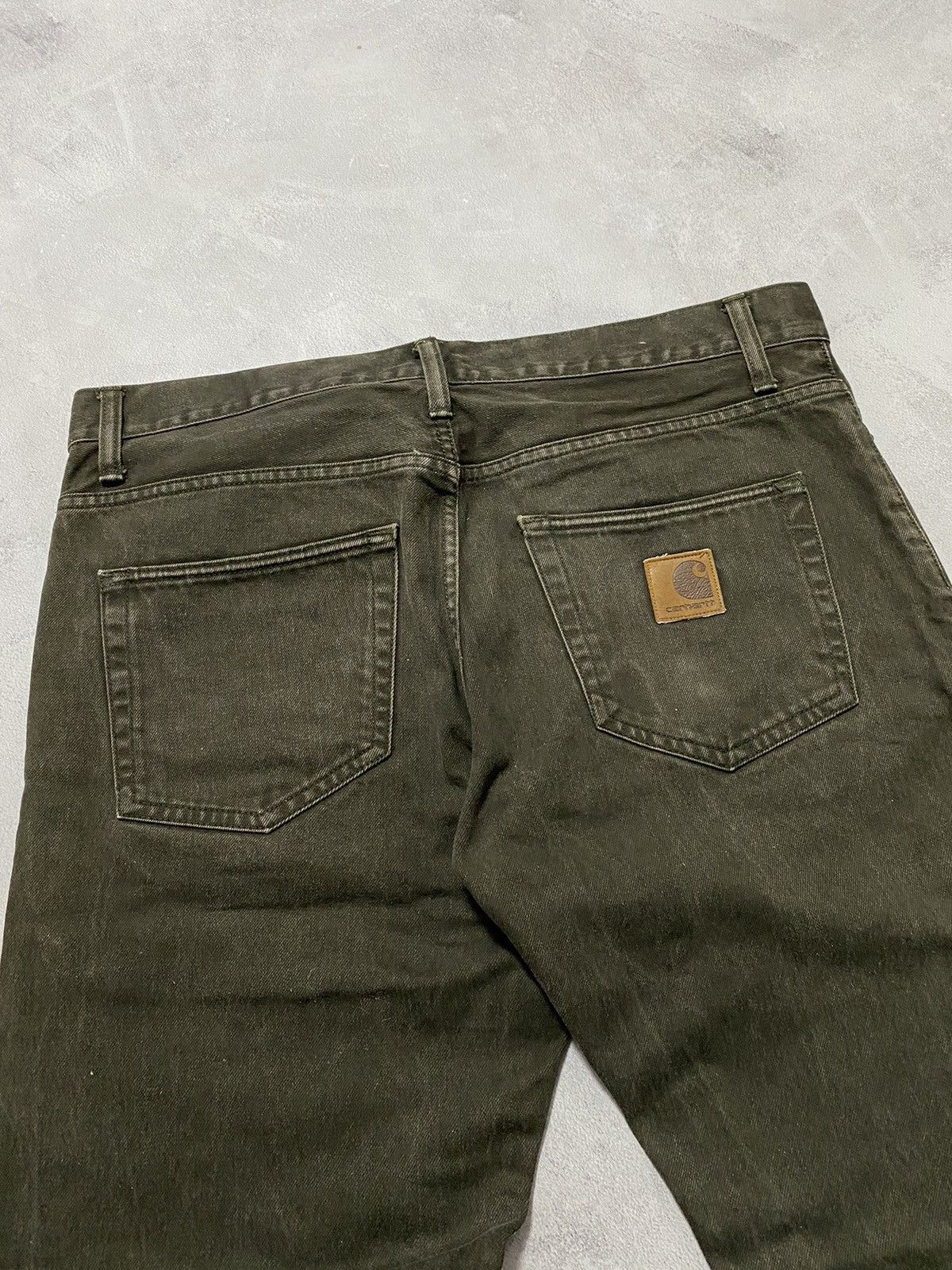 Carhartt × Vintage Vintage Denim Pants Carhartt Khaki Leather Patch Workwear Size US 34 / EU 50 - 9 Thumbnail