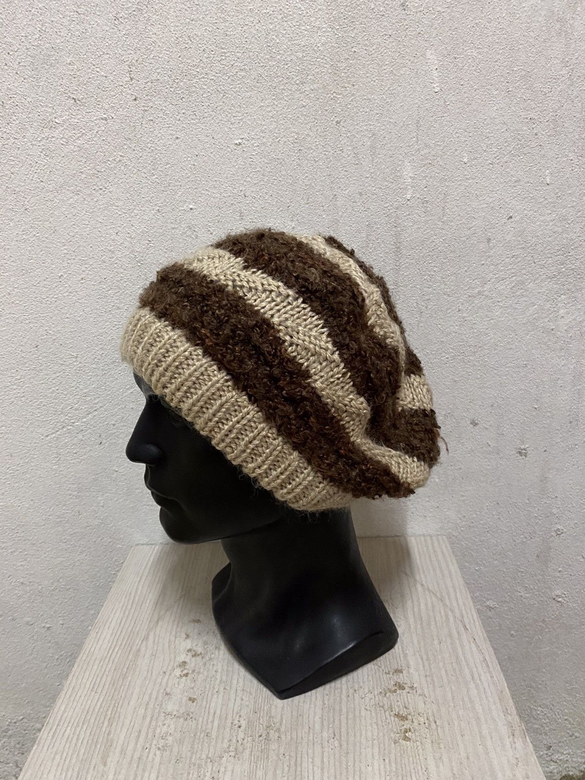 Japanese Brand × Vintage Japanese Brand Rare Design Stripe Beanie Hat Size ONE SIZE - 3 Thumbnail
