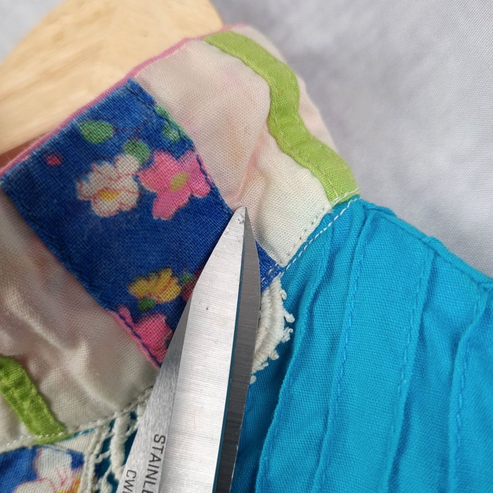 Folk VINTAGE Georgia Charuhas Maxi Dress Womens 8 Mexican Prairie Folk Eclectic Frida Dress Blue 70s 3/4 Sleeve Bell Mock Neck Casual Party/Cocktail Size M / US 6-8 / IT 42-44 - 3 Thumbnail