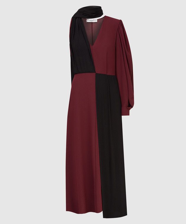 Givenchy o1y0925 Midi Dress in Burgundy/Black Size S / US 4 / IT 40 - 1 Thumbnail