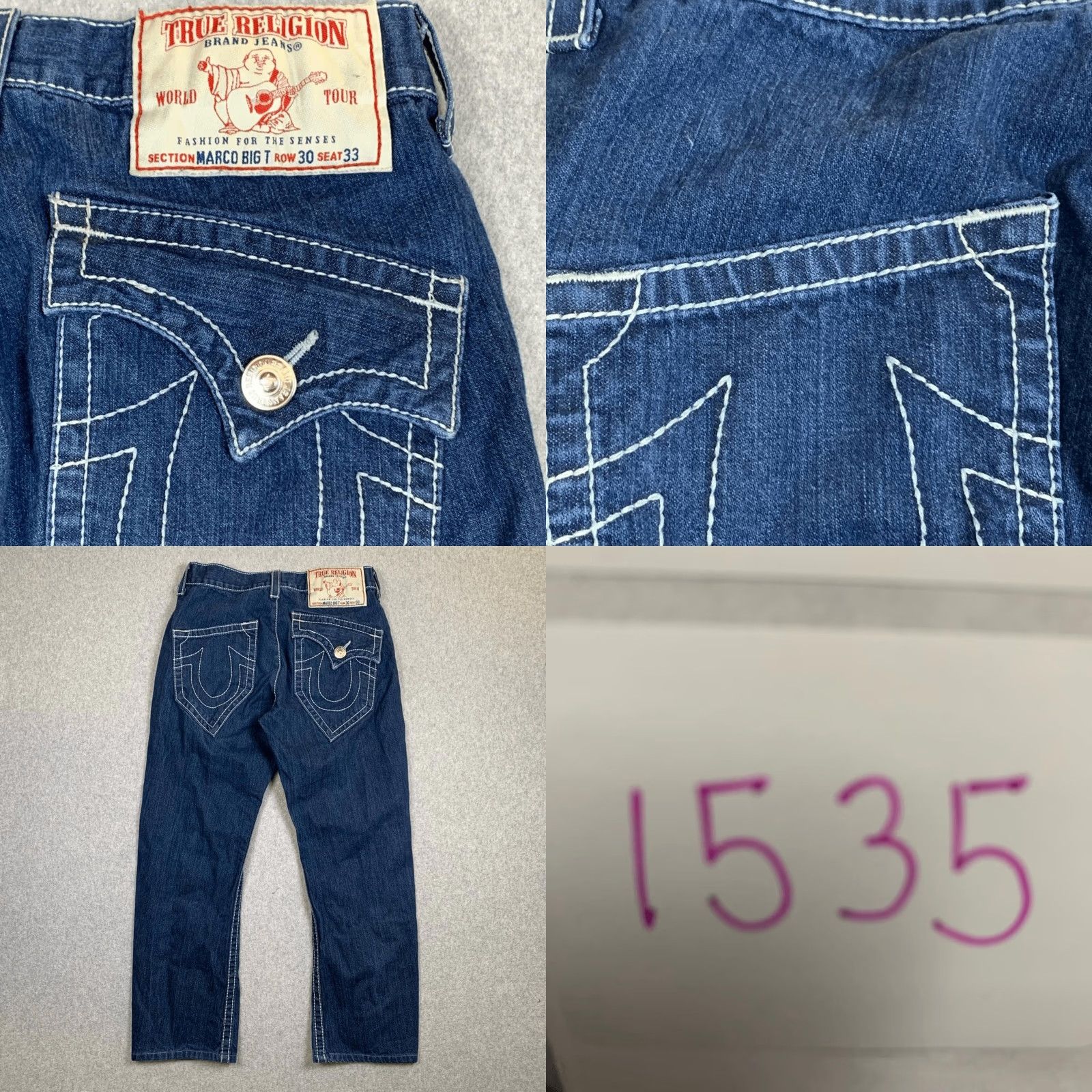 True Religion VINTAGE True Religion Jeans Blue Marco Big T 30x33 Western Pocket Flap Mens Jeans Blue 30x33 Mens Jeans Straight 30x33 Mens Size US 30 / EU 46 - 8 Thumbnail