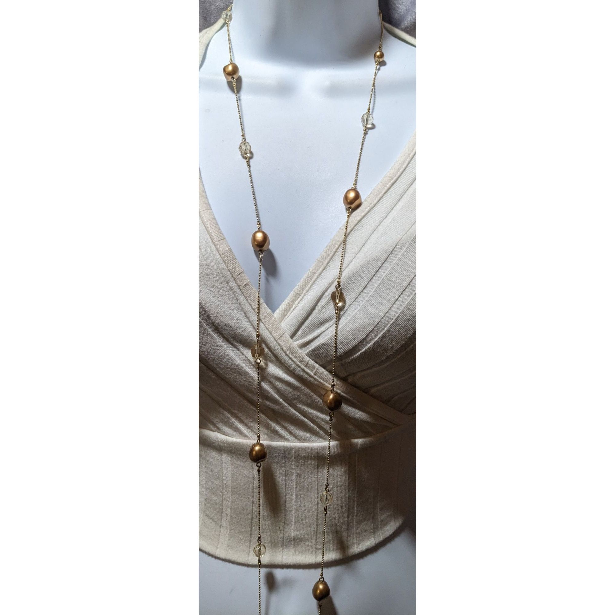 Other Gold Pearl And Gem Glam Opera Length Necklace Size ONE SIZE - 8 Thumbnail