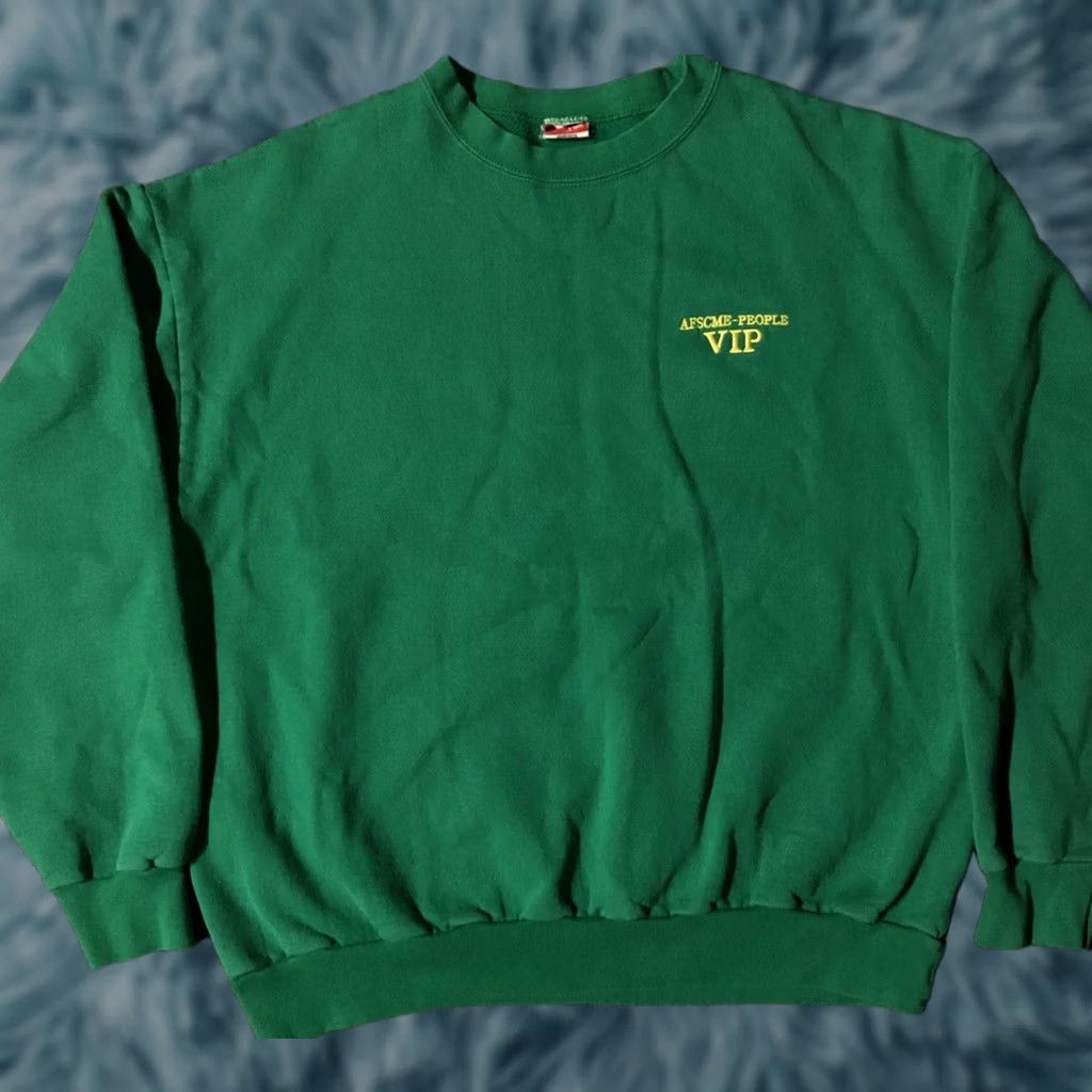 Vintage VINTAGE Union Line Sweatshirt XL Green 80s 90s Grunge USA Made Men Pullover Striped Logo Rock Size US XL / EU 56 / 4 - 1 Thumbnail