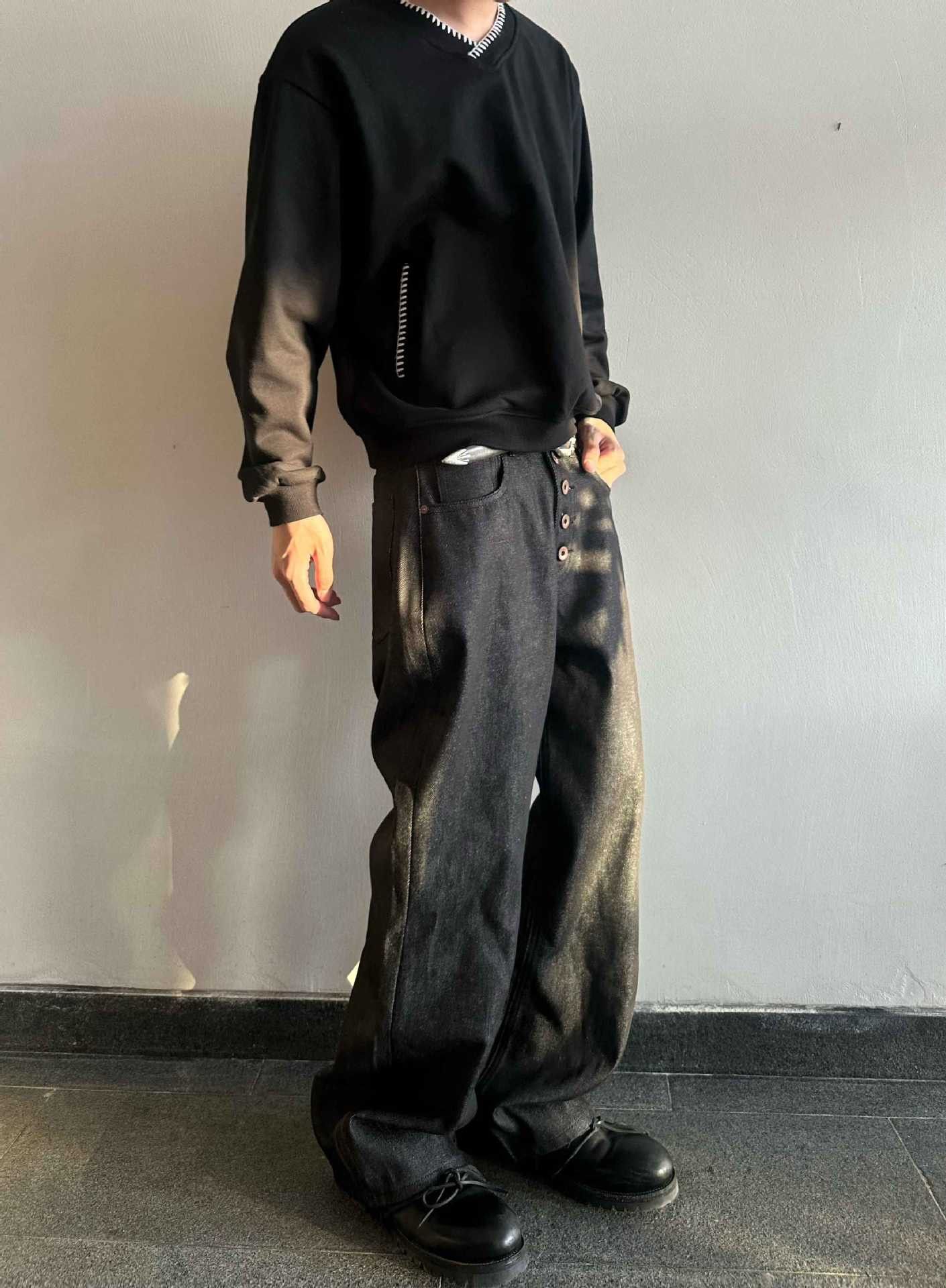 Japanese Brand American retro washed loose wide-leg straight jeans Size US 32 / EU 48 - 4 Thumbnail