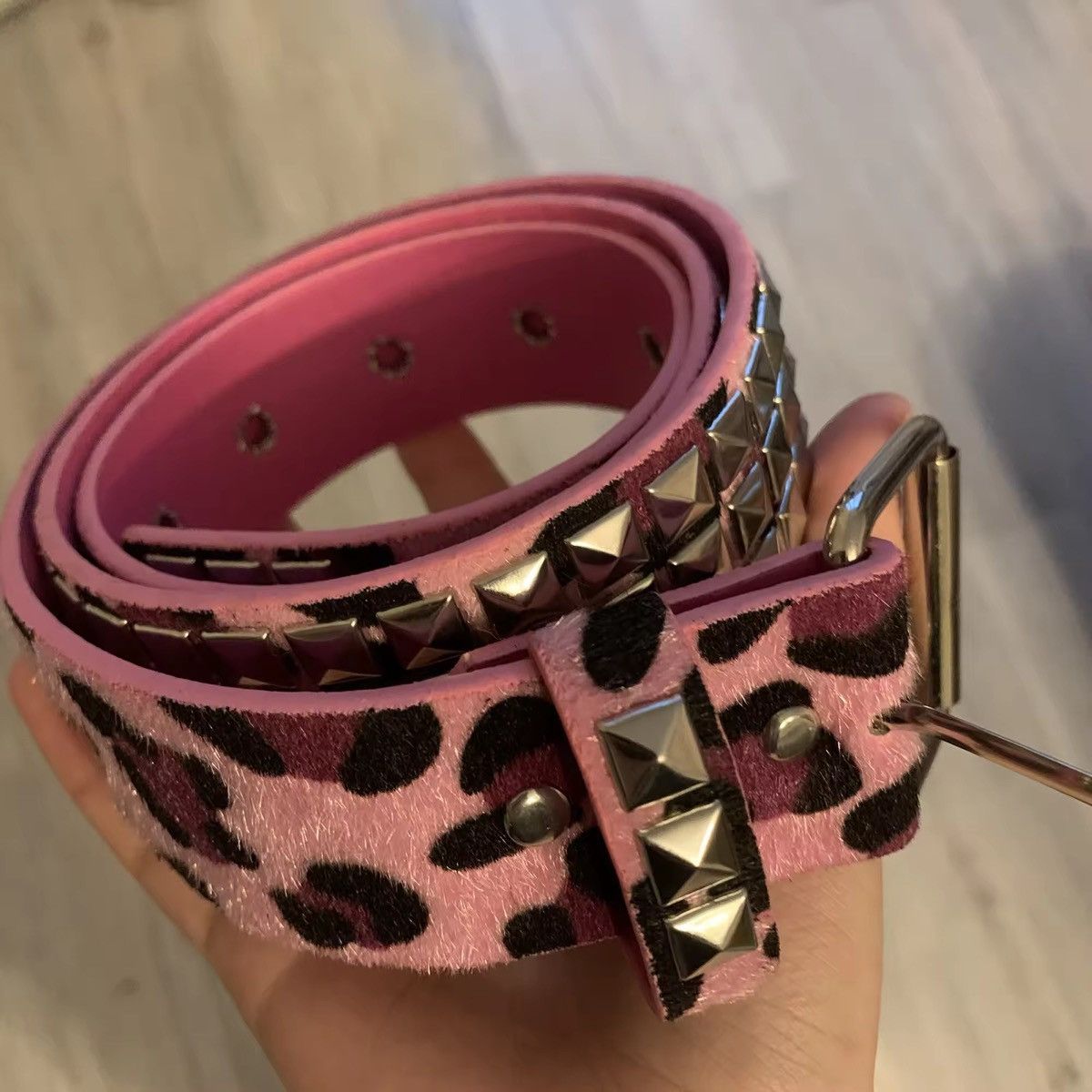 Japanese Brand 110 cm Camouflage Leopard Print Pu Leather Belt Size ONE SIZE - 2 Thumbnail