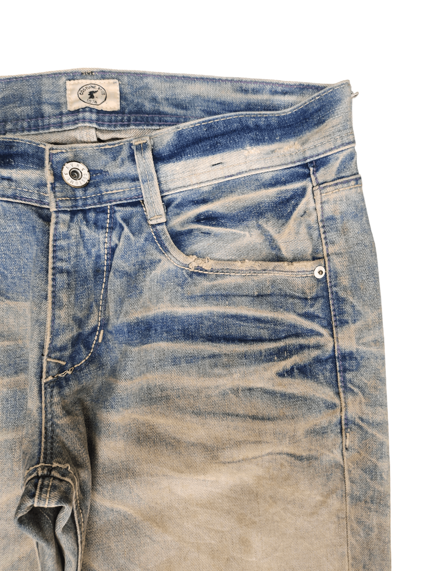 GOSTAR DE FUGA Japanese Brand A.V.H Custome Clawmark Distress Faded Jeans Size US 32 / EU 48 - 3 Thumbnail
