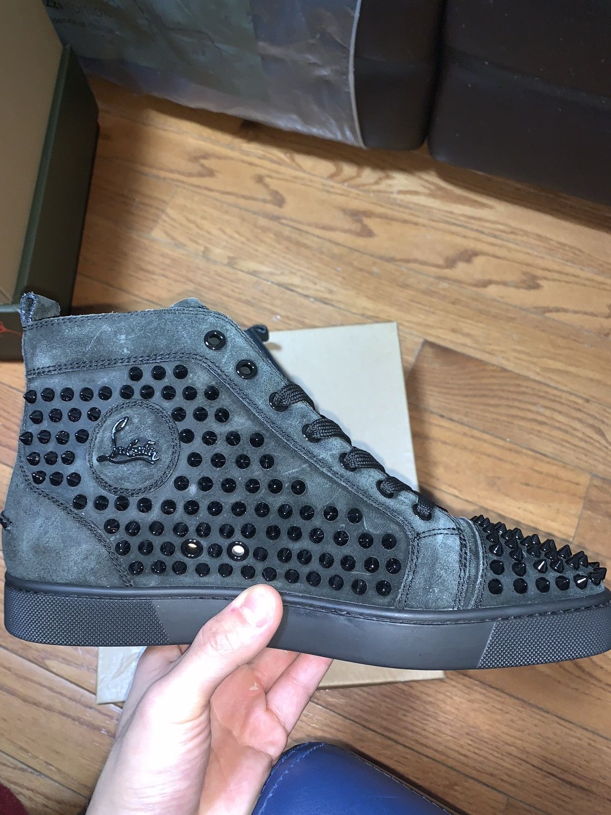Christian Louboutin Christian Louboutin black suede spike high top sneakers 42 Size US 9 / EU 42 - 3 Thumbnail
