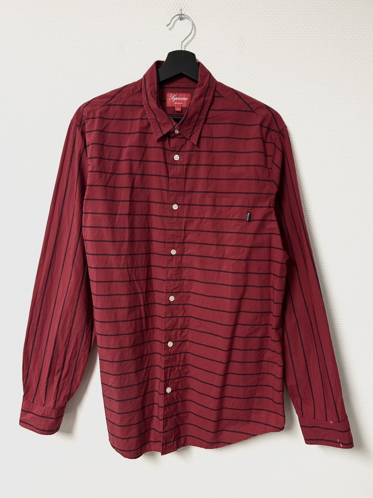 Supreme Supreme - FW12 Horizontal Stripe Shirt Hemd Rot❤️🖤 Size US L / EU 52-54 / 3 - 1 Thumbnail