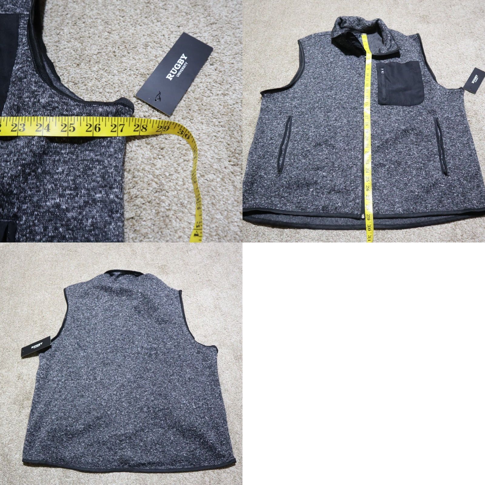 Vintage Rugby University Vest Hoodie Shirt Men's Big & Tall 2X Gray Zip Hooded Winter University - Mens Size US XXL / EU 58 / 5 - 8 Thumbnail