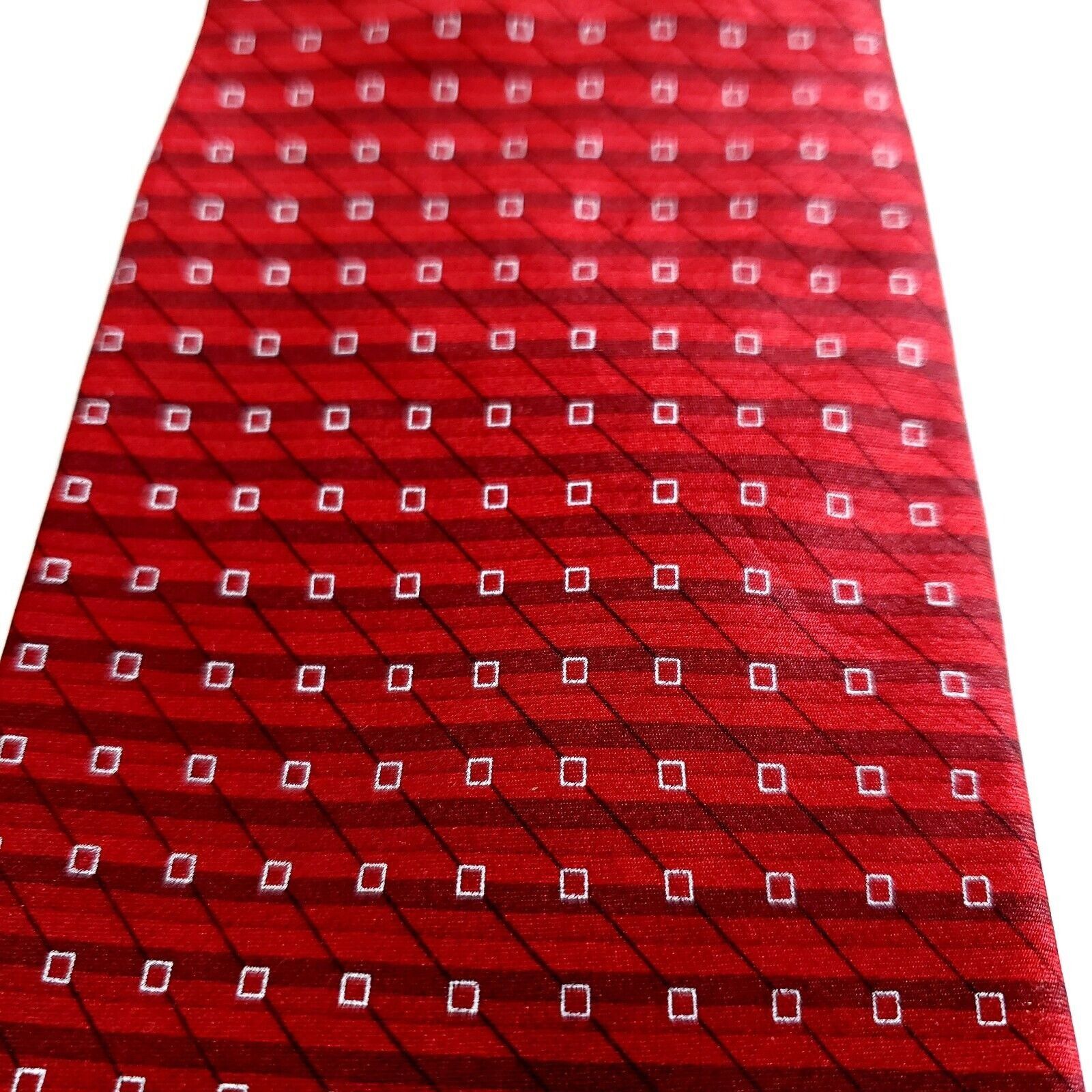 Arrow Arrow Red Geometric Print Silk Tie Tags Ripped Size ONE SIZE - 2 Thumbnail