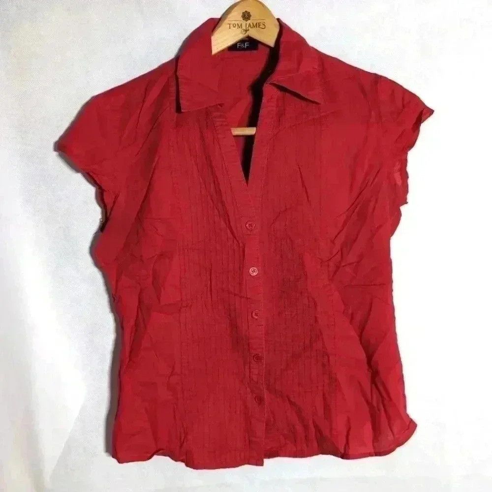 Designer F&F Red Sleeveless Top 100% Bavina EU 38 US sz 6 Size M / US 6-8 / IT 42-44 - 1 Thumbnail