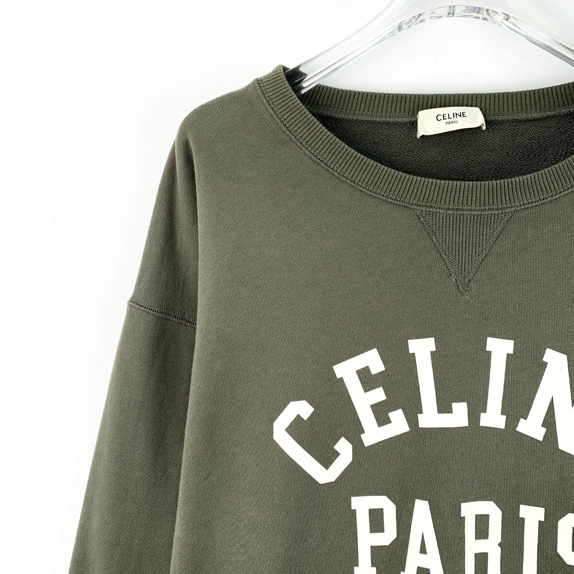 Celine Celine Paris Dark Green Cotton Round-Neck Long-Sleeve Sweats Size L / US 10 / IT 46 - 7 Thumbnail