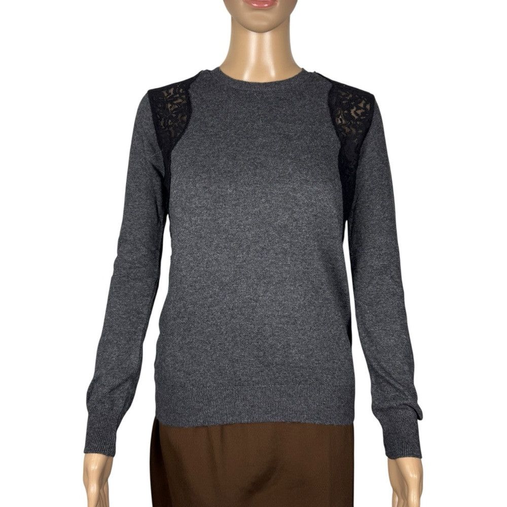 Zara NWT New Zara Knit Grey With Black Lace Angora Blend Sweater Size M / US 6-8 / IT 42-44 - 1 Thumbnail