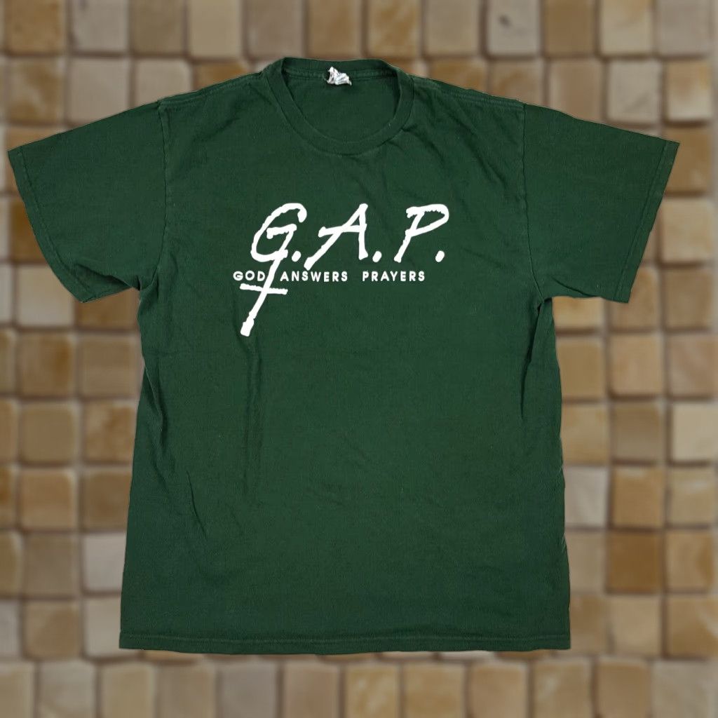 Delta VINTAGE GAP Parody Religious Men's M Jesus God Green Y2K Retro T Shirt Size US M / EU 48-50 / 2 - 1 Thumbnail
