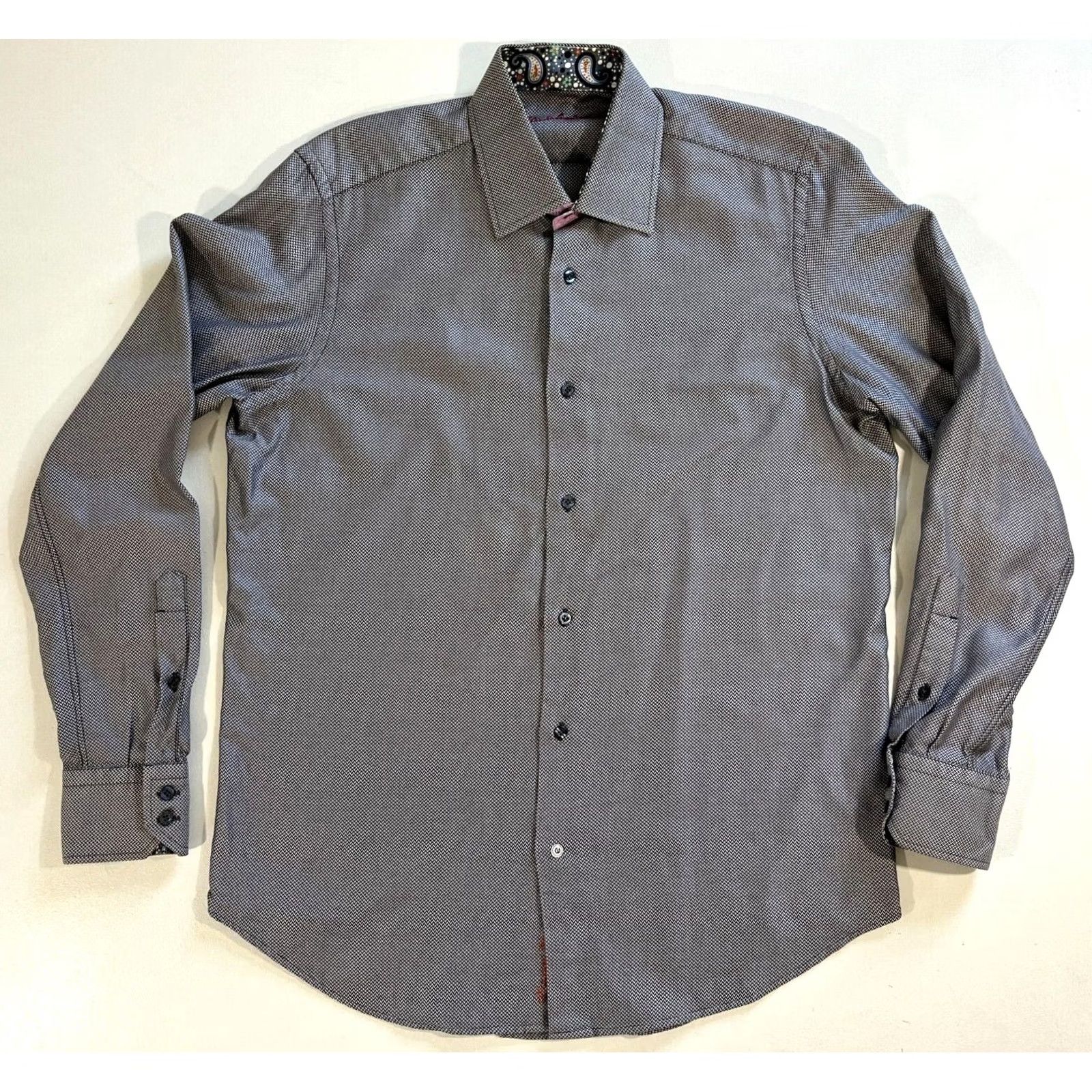 Robert Graham VINTAGE Robert Graham Button-Up Weave ShirtMens M Gray Cotton Paisley Cuffs, Collar 15.5 39-15.5 Size US M / EU 48-50 / 2 - 3 Thumbnail