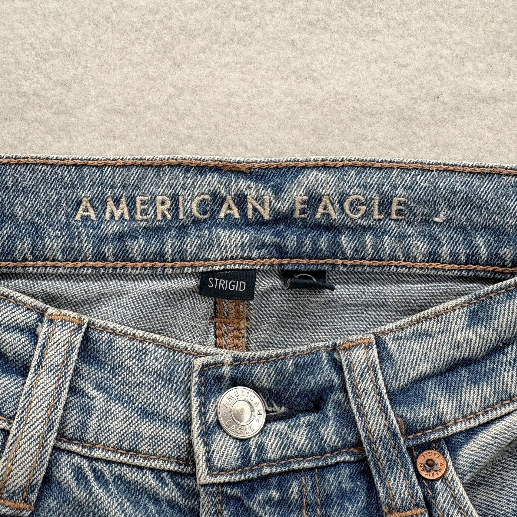 American Eagle Outfitters VINTAGE American Eagle Highest Rise Baggy Straight Jeans Womens 0 Blue Distressed Denim Size 25" / US 0 / IT 36 - 4 Thumbnail