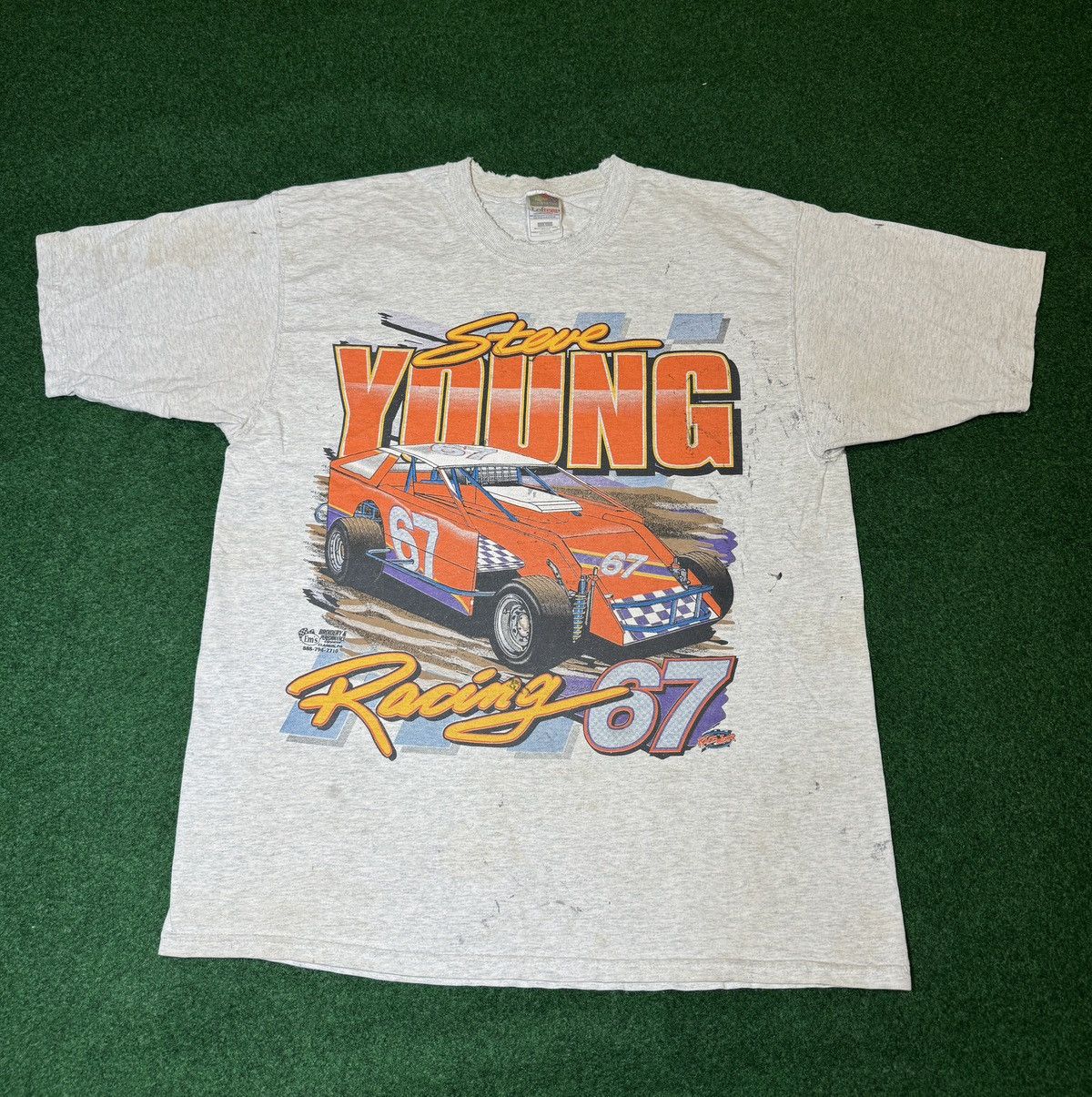 Fruit Of The Loom × NASCAR × Vintage Vintage Steve Young #67 Racing Grove City Distressed T Shirt Size US L / EU 52-54 / 3 - 1 Thumbnail