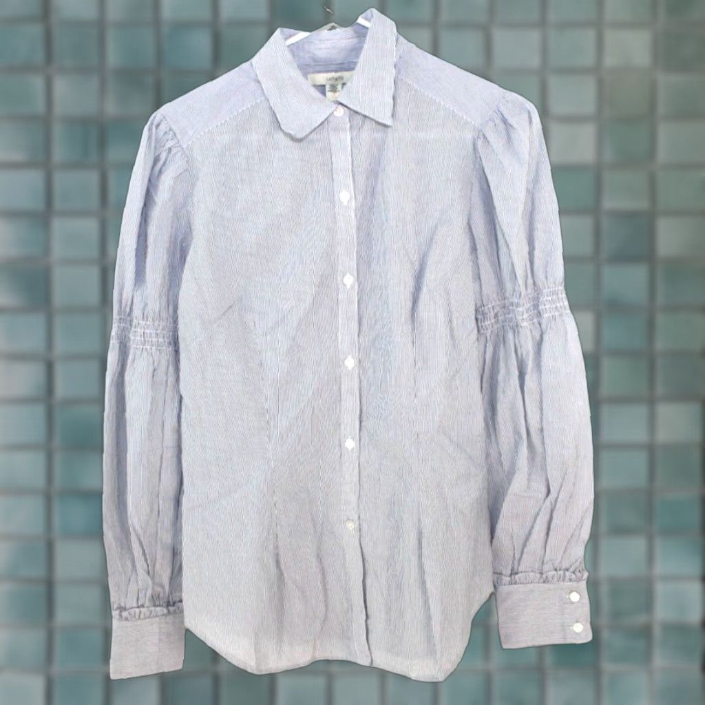 Vintage Lark And Ro Women’s Shirt Striped Button Down White Long Sleeves Small Size Size S / US 4 / IT 40 - 1 Thumbnail