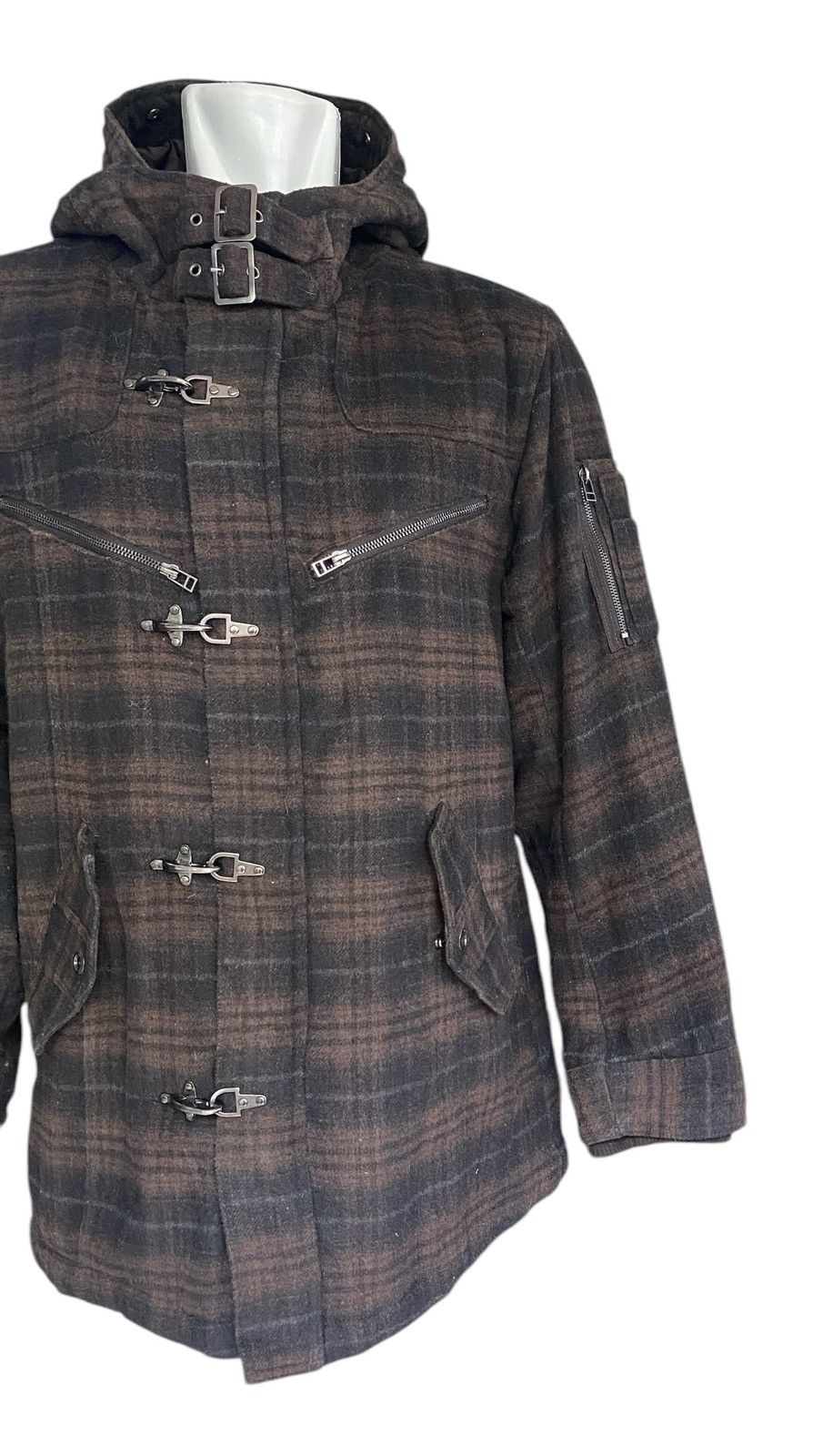 Japanese Brand Vintage CREATE BAREFOOT Plaid Wool Hoodie Jacket Size US XL / EU 56 / 4 - 8 Thumbnail
