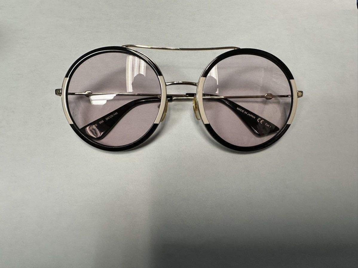 Gucci Gucci Black and White Round Light Tint Sunglasses Size ONE SIZE - 11 Thumbnail