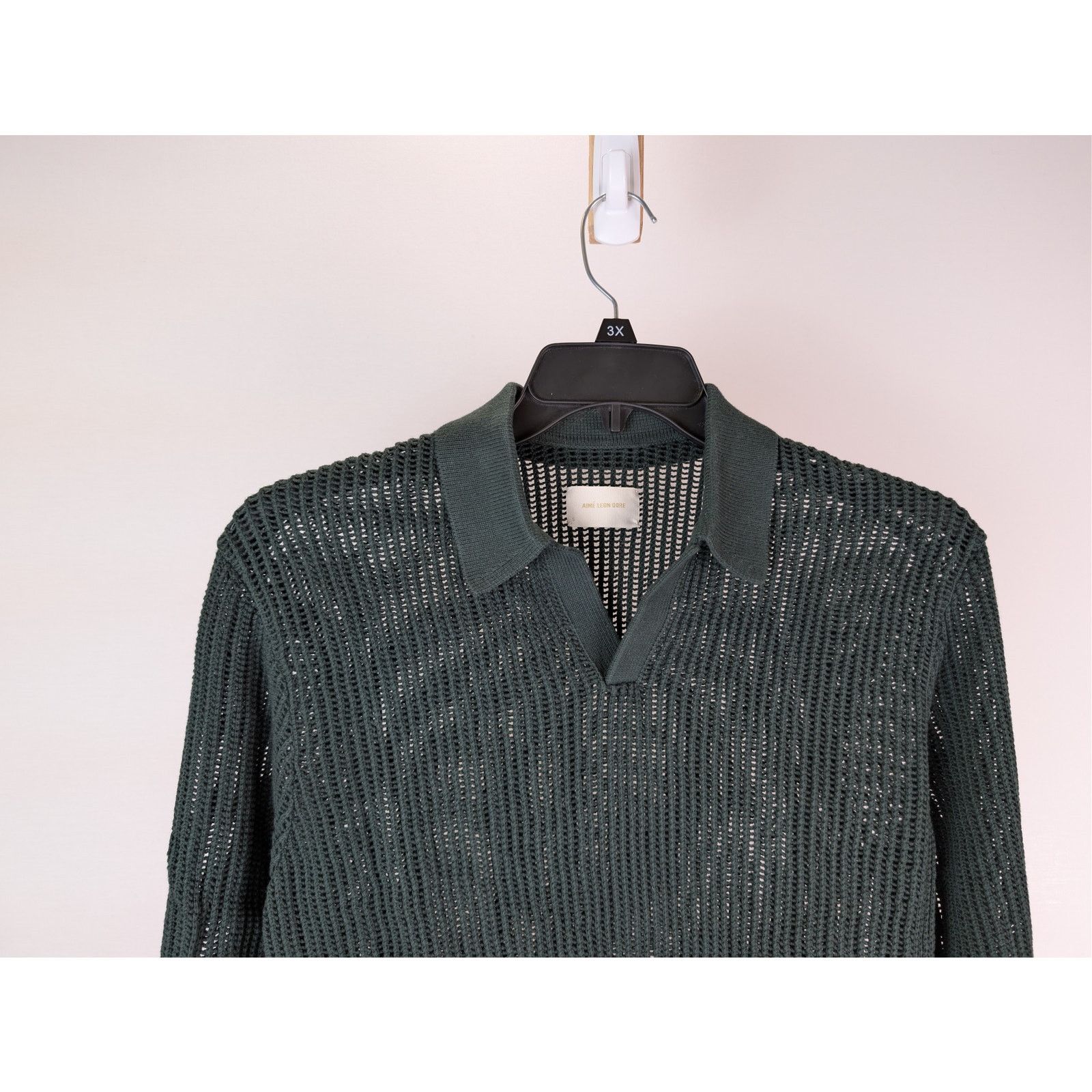 Aime Leon Dore o1rshd1 Long Sleeve Mesh Polo Shirt in Scarab Green Size US S / EU 44-46 / 1 - 3 Thumbnail