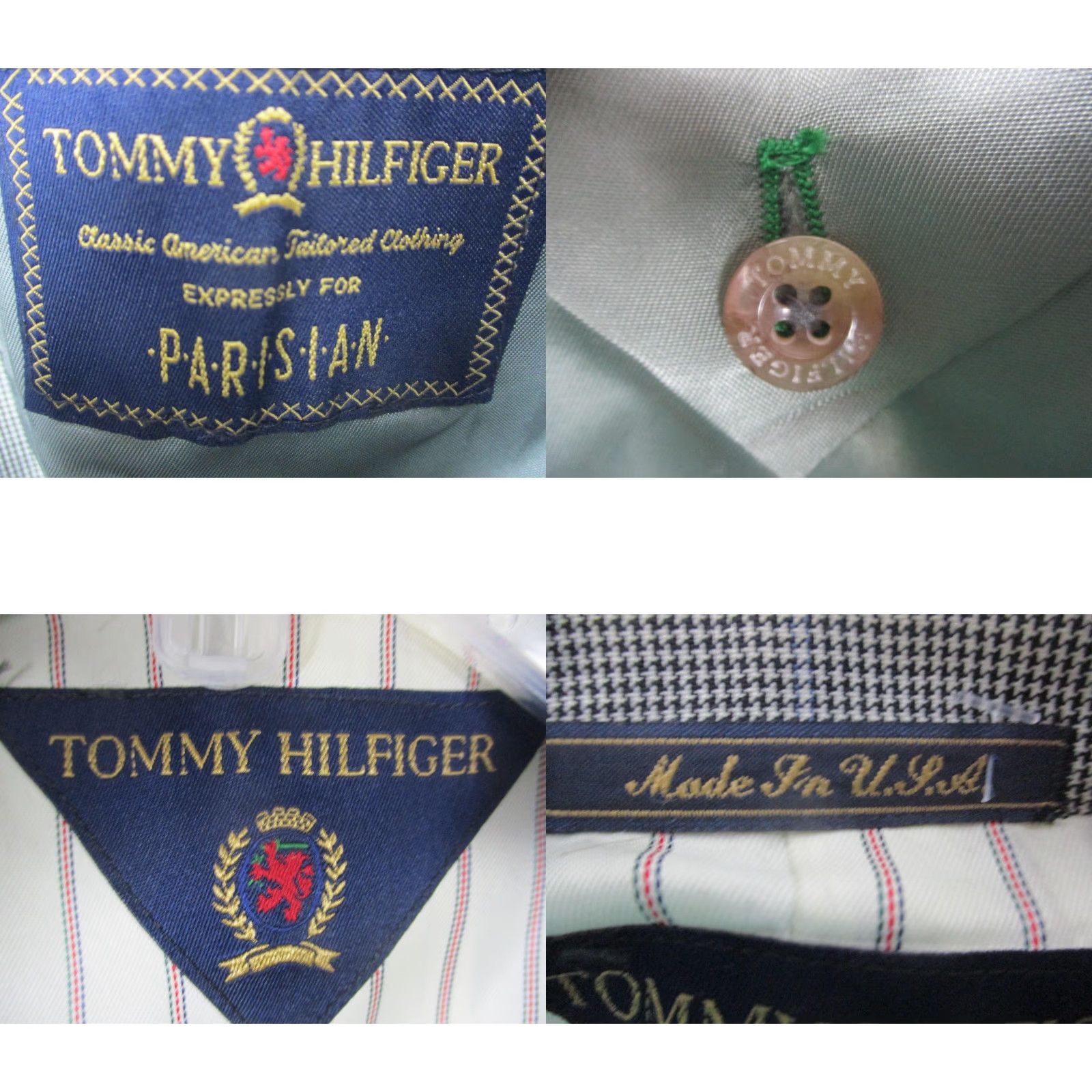 Tommy Hilfiger VINTAGE Tommy Hilfiger Mens Blazer Sport Coat Houndstooth Windowpane Gray 90s Made USA 3-Button Notch Lapel Regular 2 Piece Size 46R - 8 Thumbnail