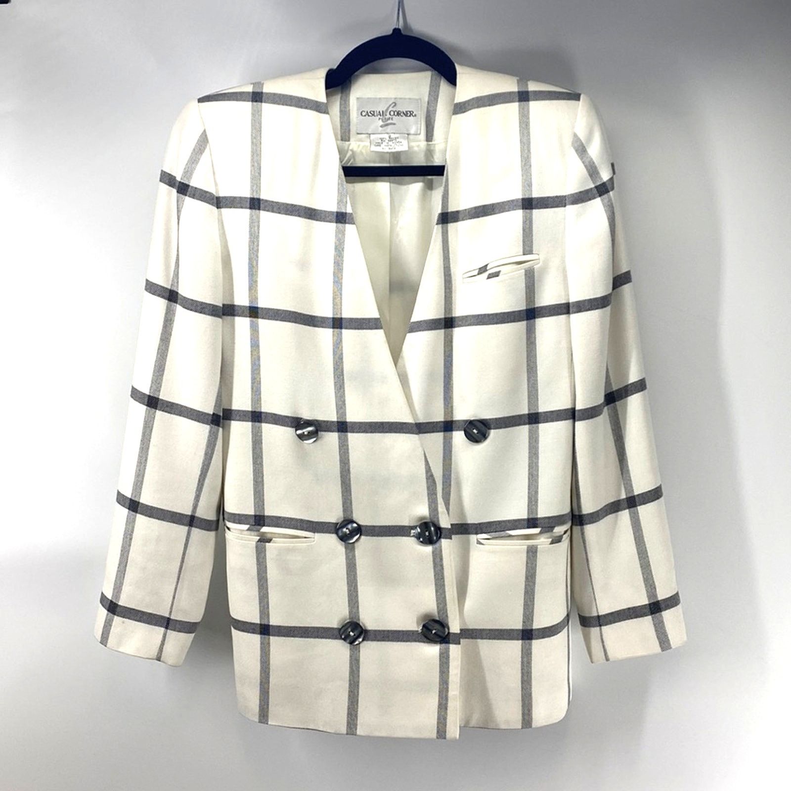 Vintage Vintage Casual Corner 80s window pain shoulder pads blazer 2 Size XS / US 0-2 / IT 36-38 - 1 Thumbnail