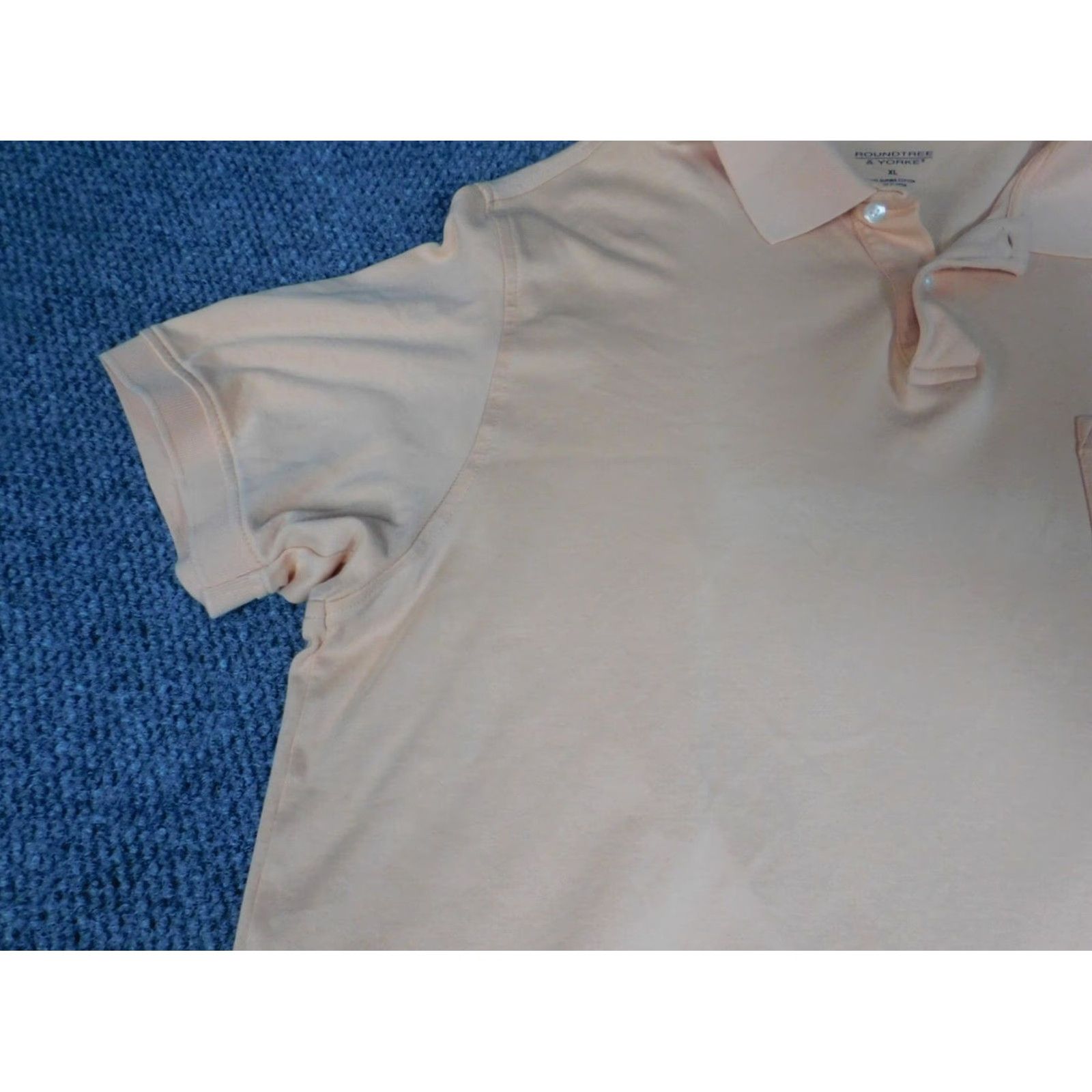 Roundtree & Yorke VINTAGE? No — Roundtree & Yorke Polo Shirt Men XL Pink Knit Cotton Short Sleeve Striped Button Collared Sports Golf All Seasons Size US XL / EU 56 / 4 - 5 Thumbnail