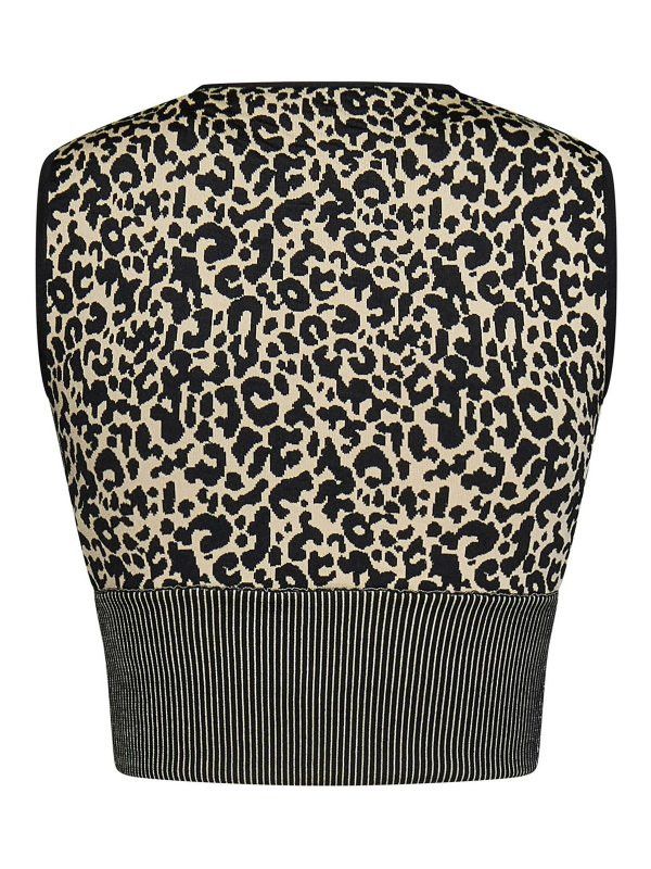 Palm Angels o1y1125 Sleeveless Sweater in Black/Beige Size XS / US 0-2 / IT 36-38 - 2 Thumbnail
