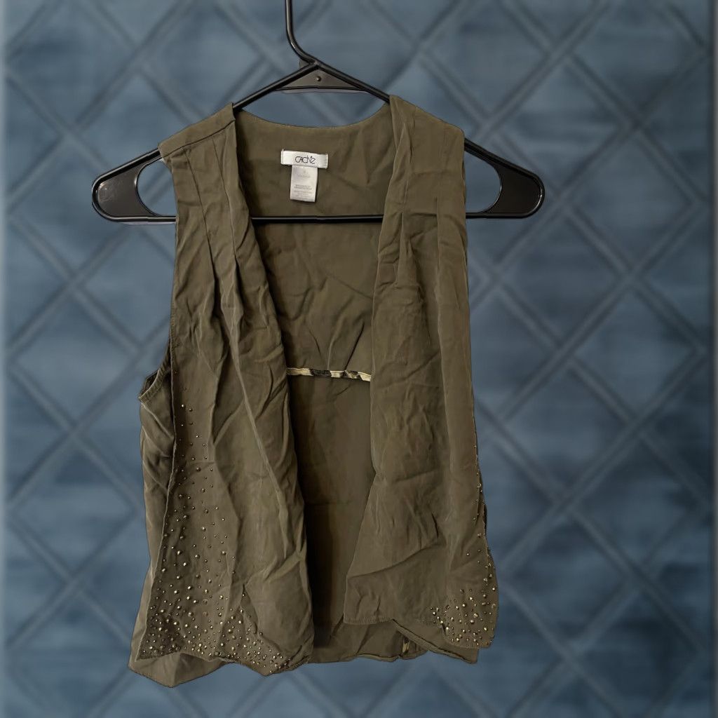 Vintage VINTAGE Cache Motto Vest Women Small Tencel Brown Green Casual Fall 2020s Size S / US 4 / IT 40 - 1 Thumbnail