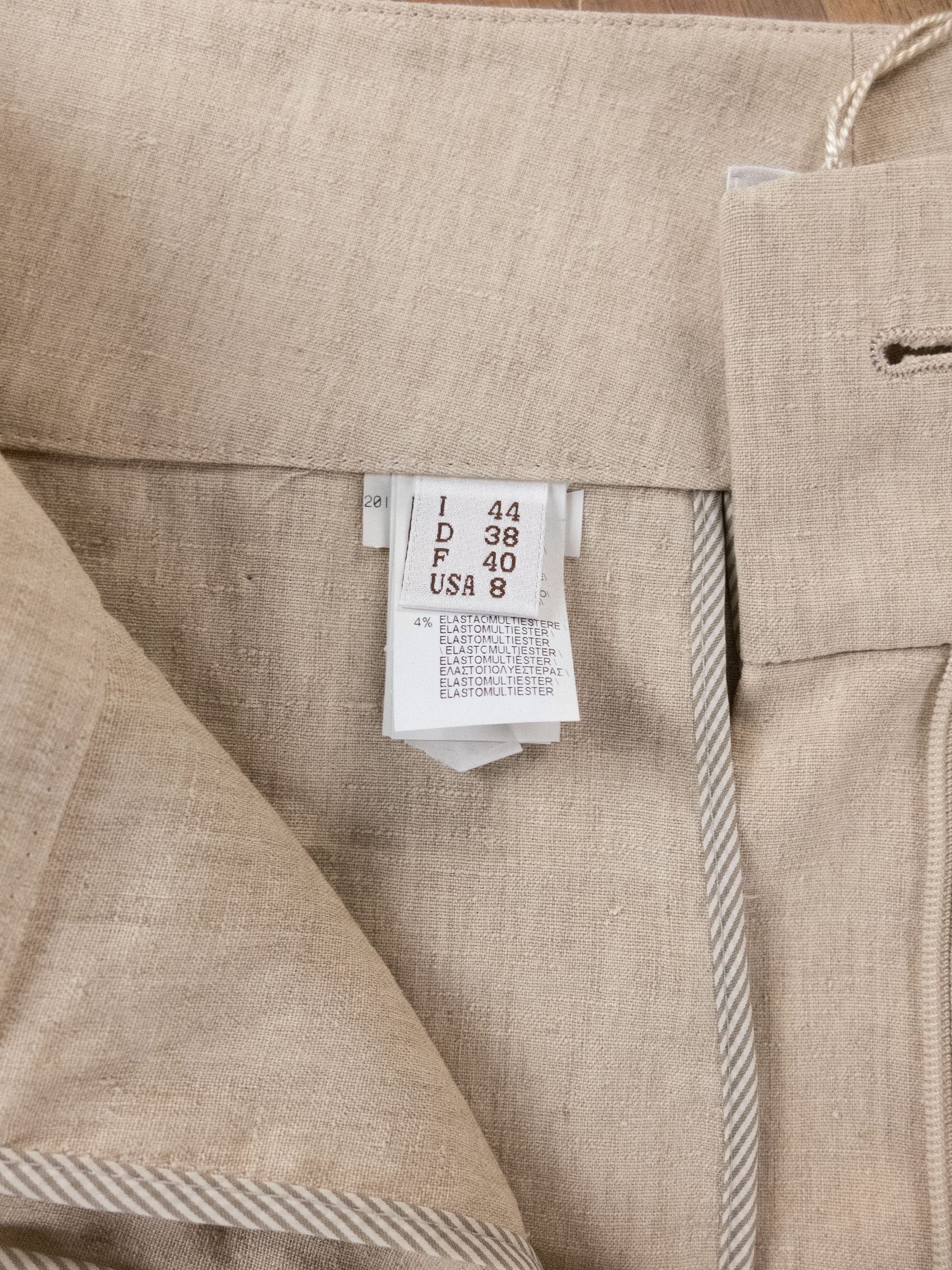 Brunello Cucinelli BRUNELLO CUCINELLI beige belted pleated linen pants 8 44 Size 30" / US 8 / IT 44 - 9 Thumbnail