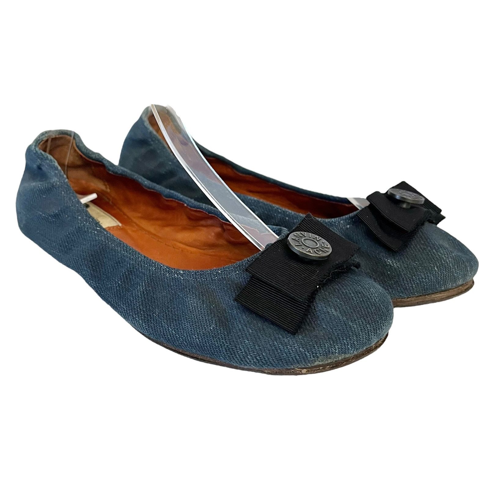 Acne Studios × Lanvin Lanvin x Acne Denim Grosgrain Bow Ballet Flats Shoes Size US 6 / IT 36 - 1 Thumbnail
