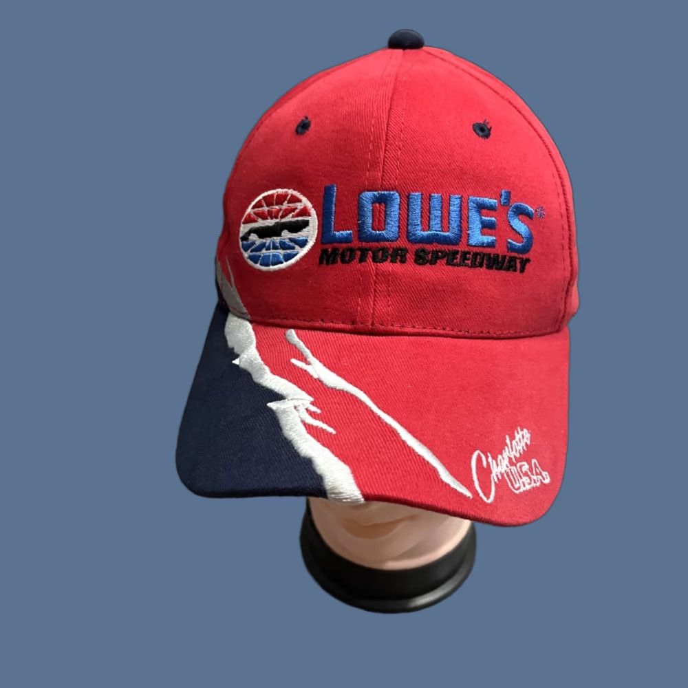 NASCAR Young An Lowes Motor Speedway Hat NASCAR Red Embroidered Adjustable Charlotte Cap Mens Baseball Hat Size ONE SIZE - 1 Thumbnail