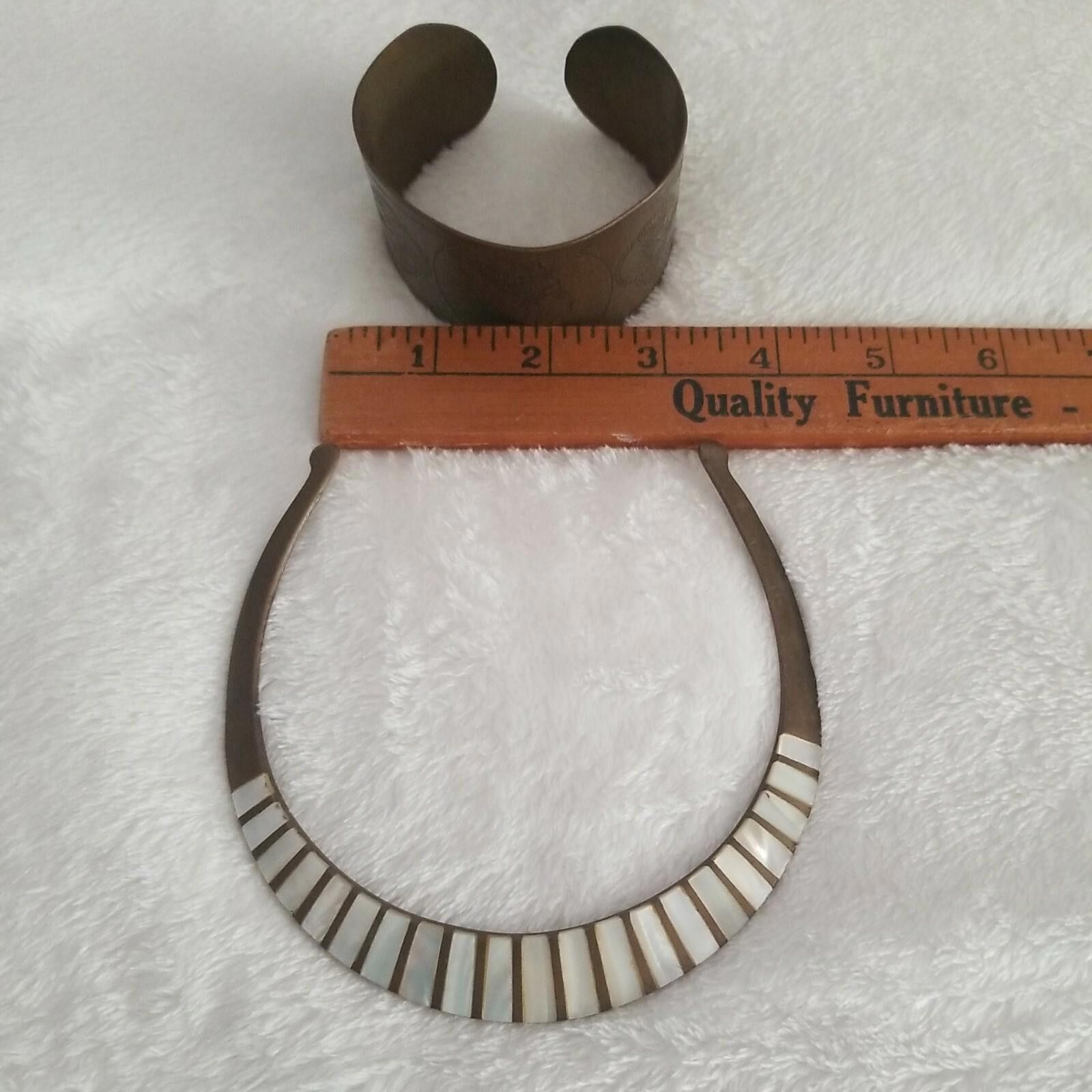 The Unbranded Brand Vtg Brass Tribal Necklace and Queen Nefertiti Cuff Bracelet Size ONE SIZE - 8 Thumbnail