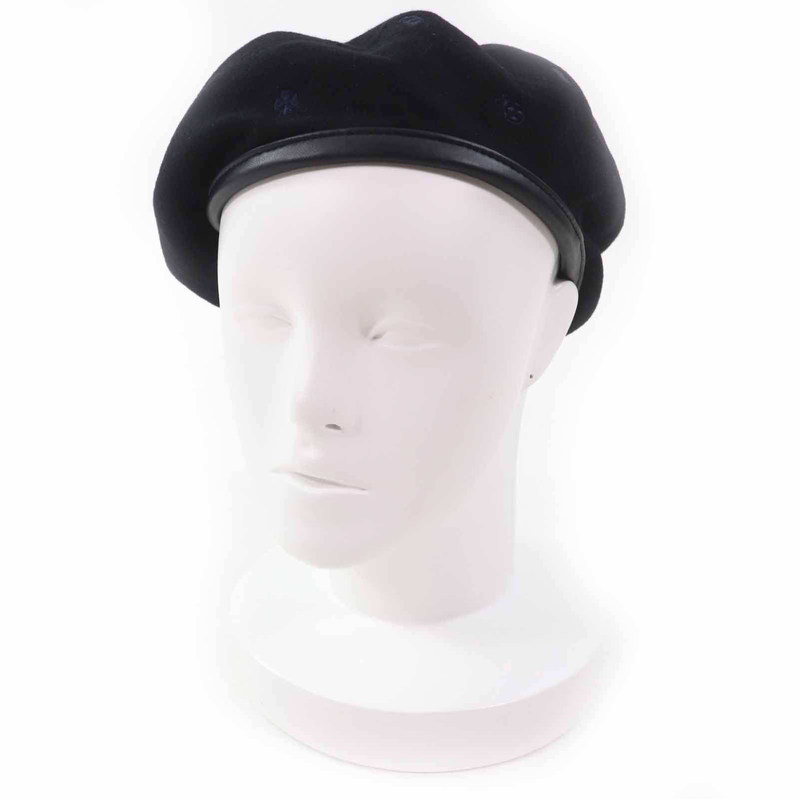 Hermes Hermes Hermes Saint Honor Cashmere Sheepskin Embroidered Beret Leather Hats Size ONE SIZE - 1 Thumbnail