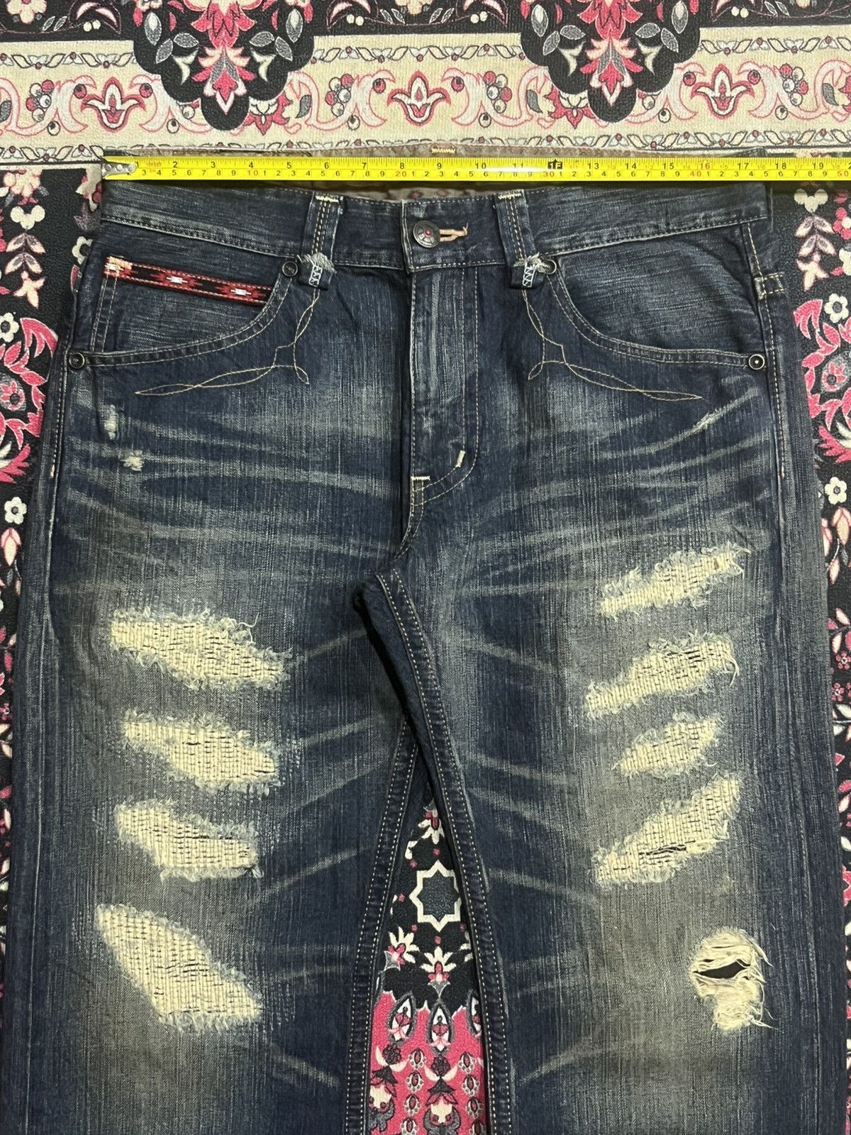 Kapital Kountry Edwin Exclusive Vintage Dark Blue Faded Sashiko Loose Jeans Size US 34 / EU 50 - 13 Thumbnail