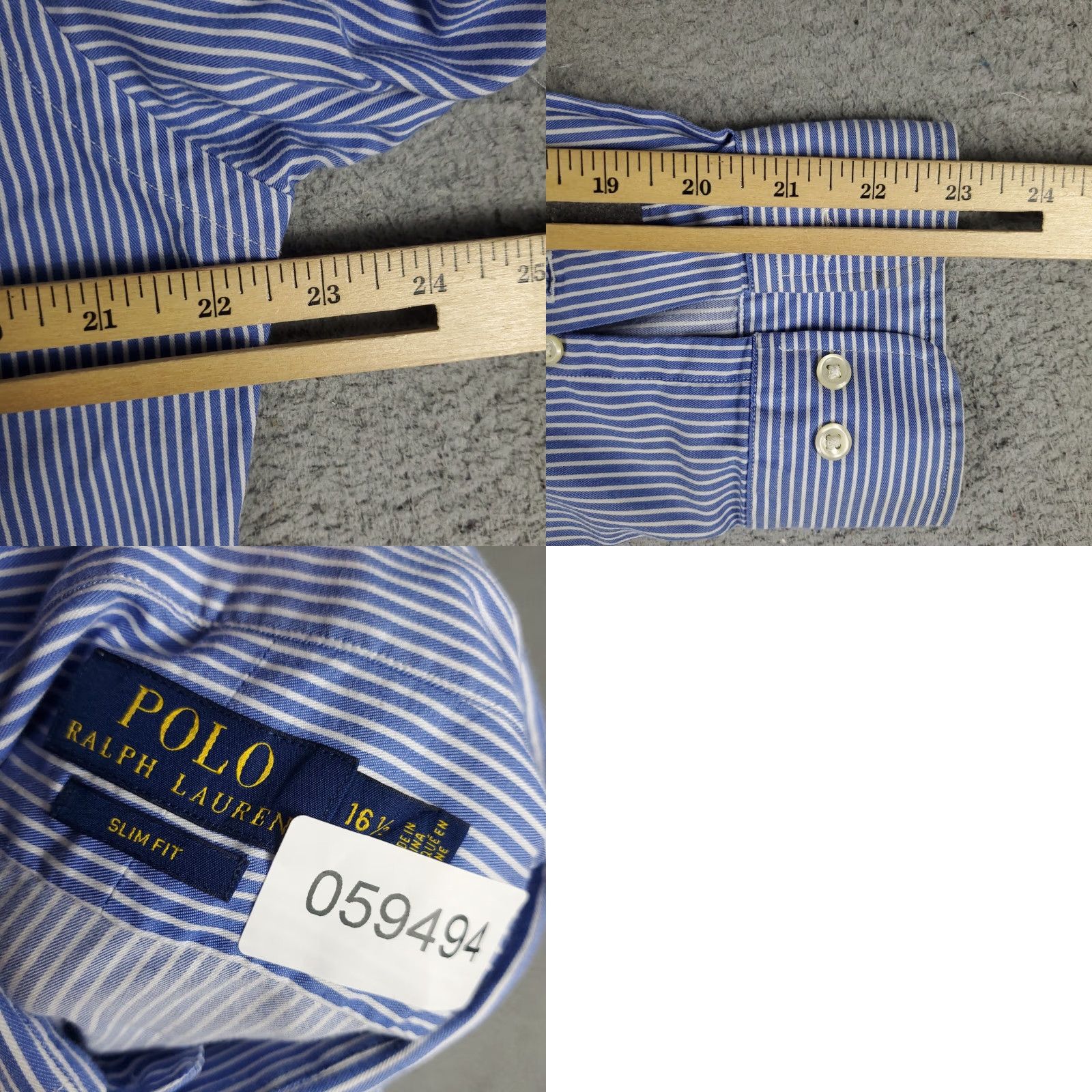 Ralph Lauren Ralph Lauren Dress Shirt Blue Stripe Long Sleeve Button-Up 16.5 Cotton Non-Iron Regular Mens Size 42R - 8 Thumbnail