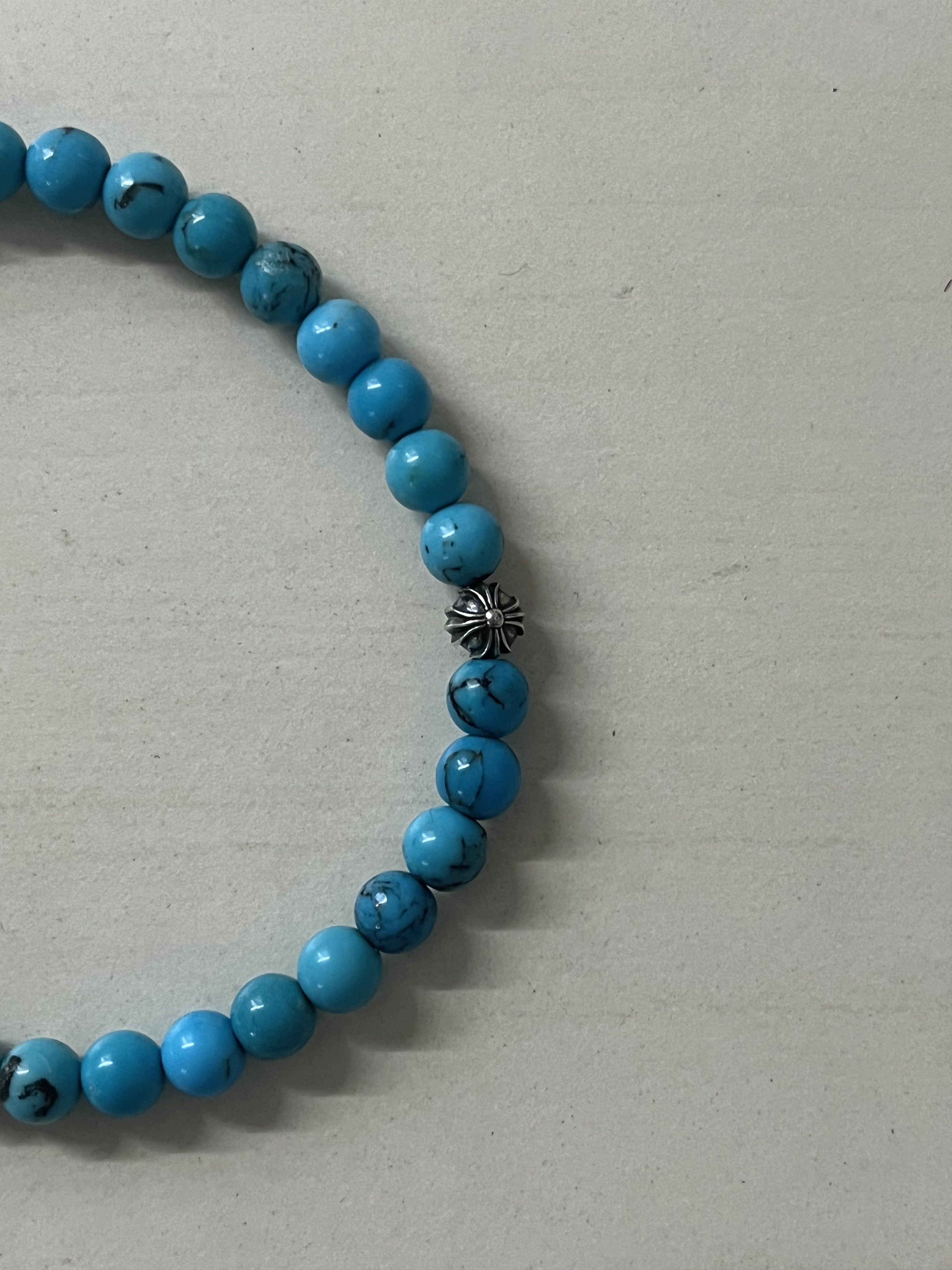 Chrome Hearts Chrome Hearts 6mm Turquoise 3 Silver Beaded Bracelet Size ONE SIZE - 5 Thumbnail
