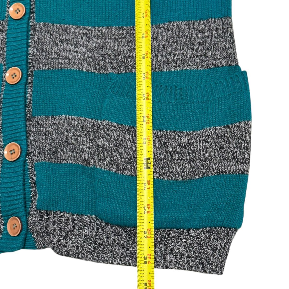Vintage Vintage Amilano Gray Teal Cardigan Sweater L Oversized Size L / US 10 / IT 46 - 6 Thumbnail