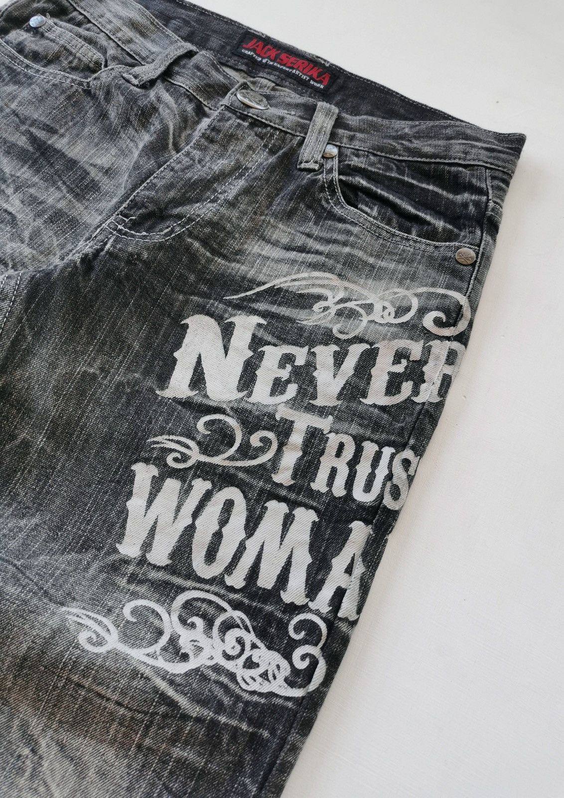 Japanese Brand Never Trust Woman Jack Serika Black Denim Jeans Size US 31 - 3 Thumbnail
