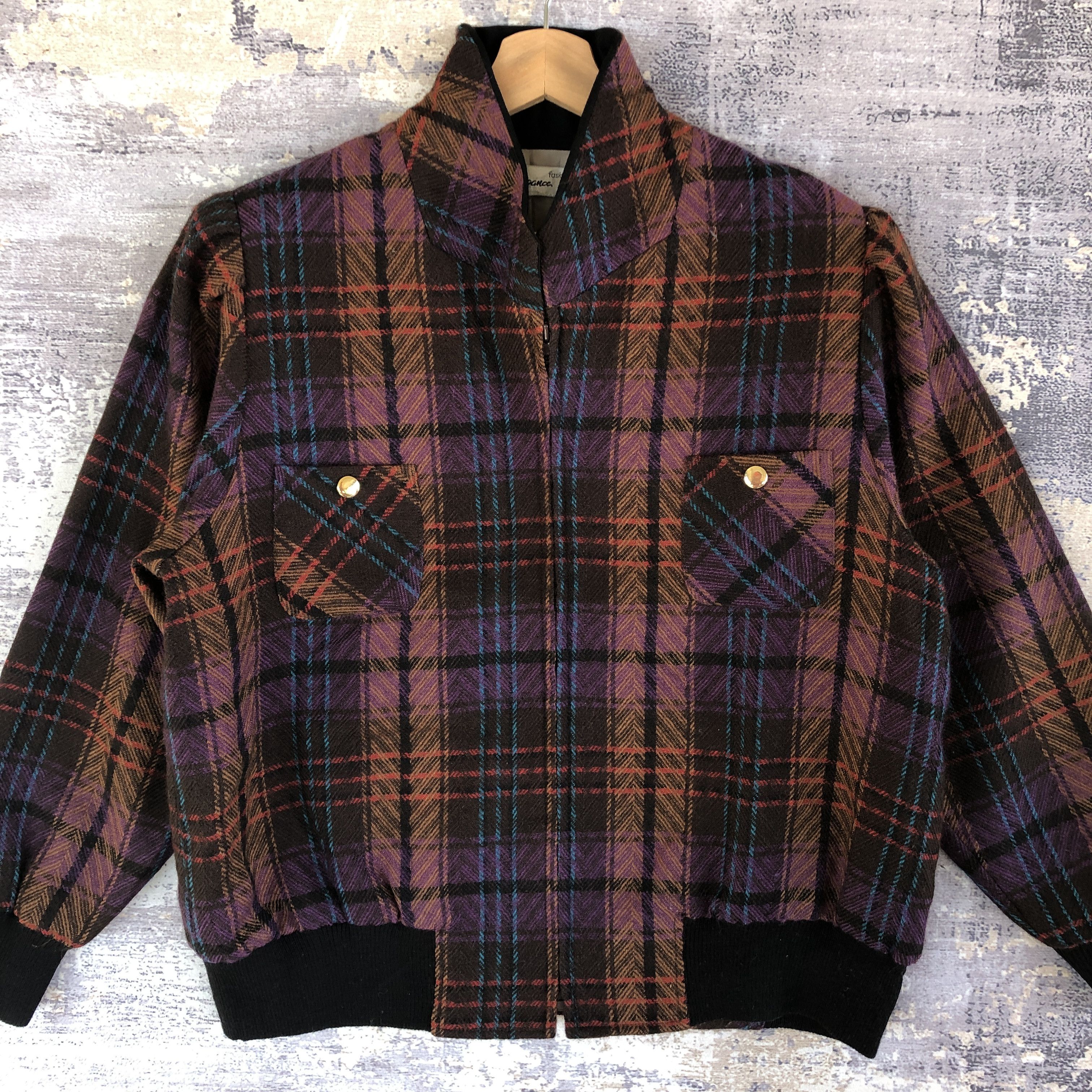 Japanese Brand × Vintage Vintage Elegance Wool Checkered Japanese Down Crop Jackets Size US M / EU 48-50 / 2 - 3 Thumbnail